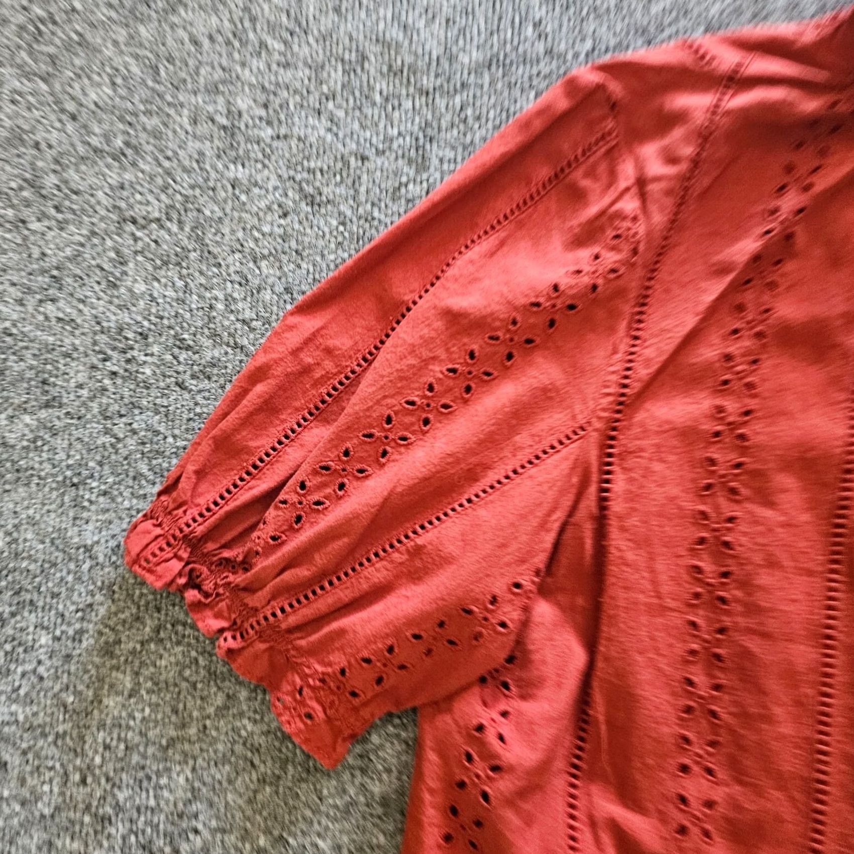 Vintage Universal Thread Top Shirt Womens XL Orange Short Sleeve Ruffle Neck Casual Size XL / US 12-14 / IT 48-50 - 4 Thumbnail