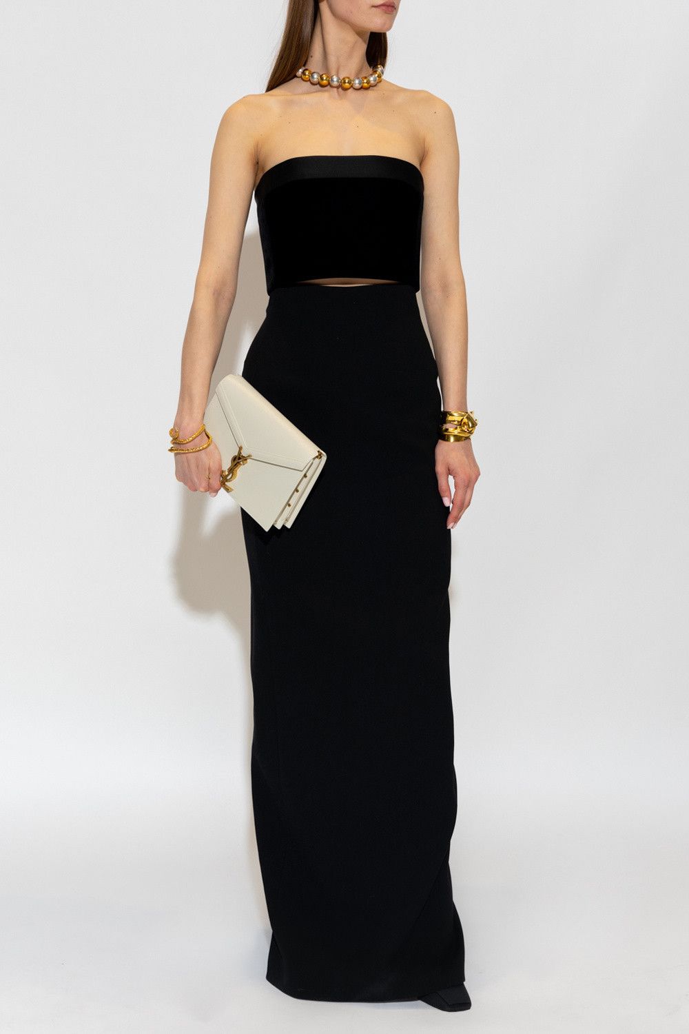 Saint Laurent Paris o1s1wg110924 Bustier in Velvet in Black Size M / US 6-8 / IT 42-44 - 2 Thumbnail