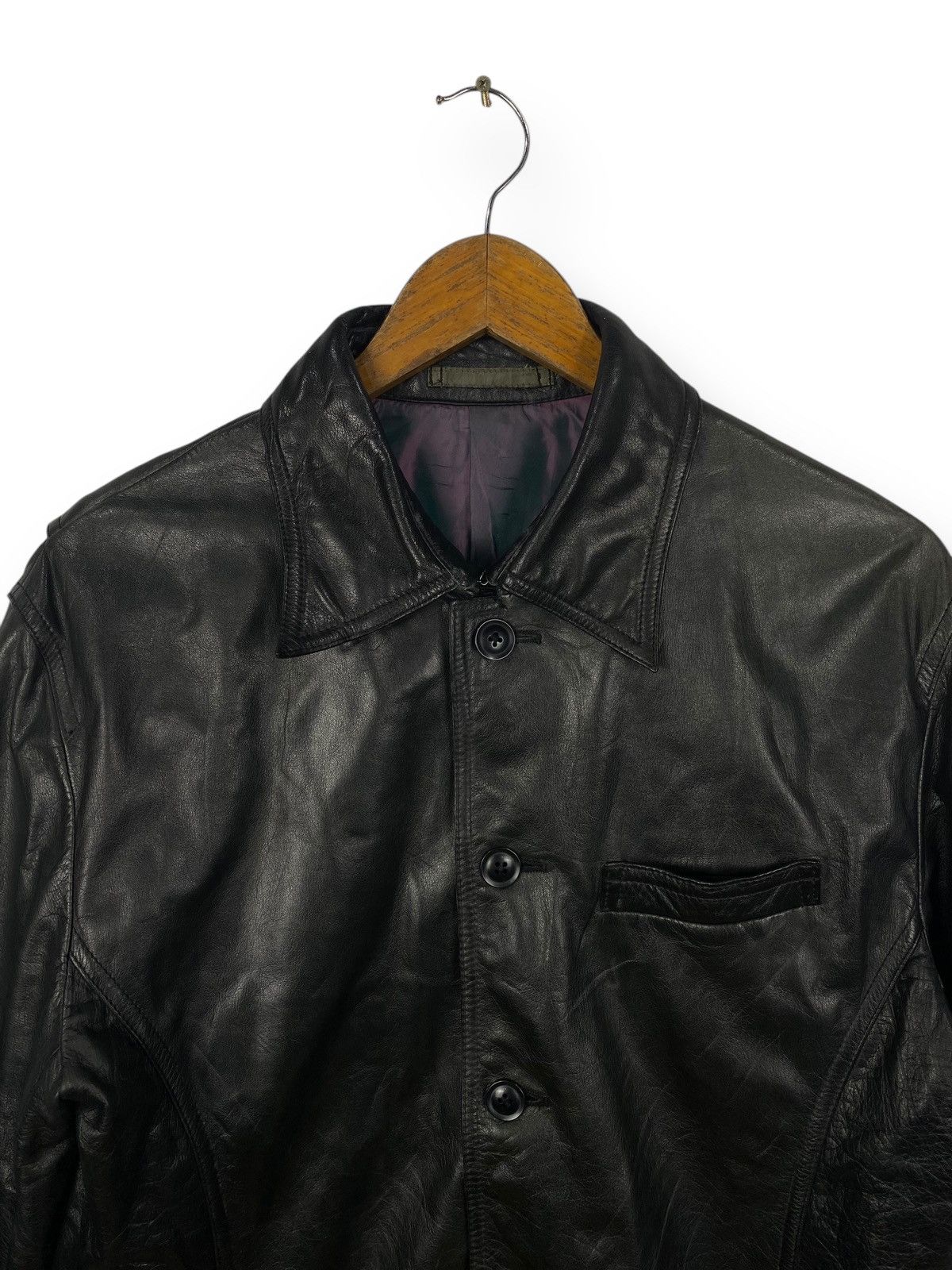 Genuine Leather × Leather Vintage Elle Homme Genuine Leather Topcoat Jacket. #E3 Size US M / EU 48-50 / 2 - 2 Thumbnail
