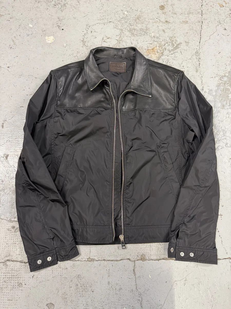 Prada SS2013 Prada Black Hybrid Leather Nylon Jacket Size US M / EU 48-50 / 2 - 9 Thumbnail