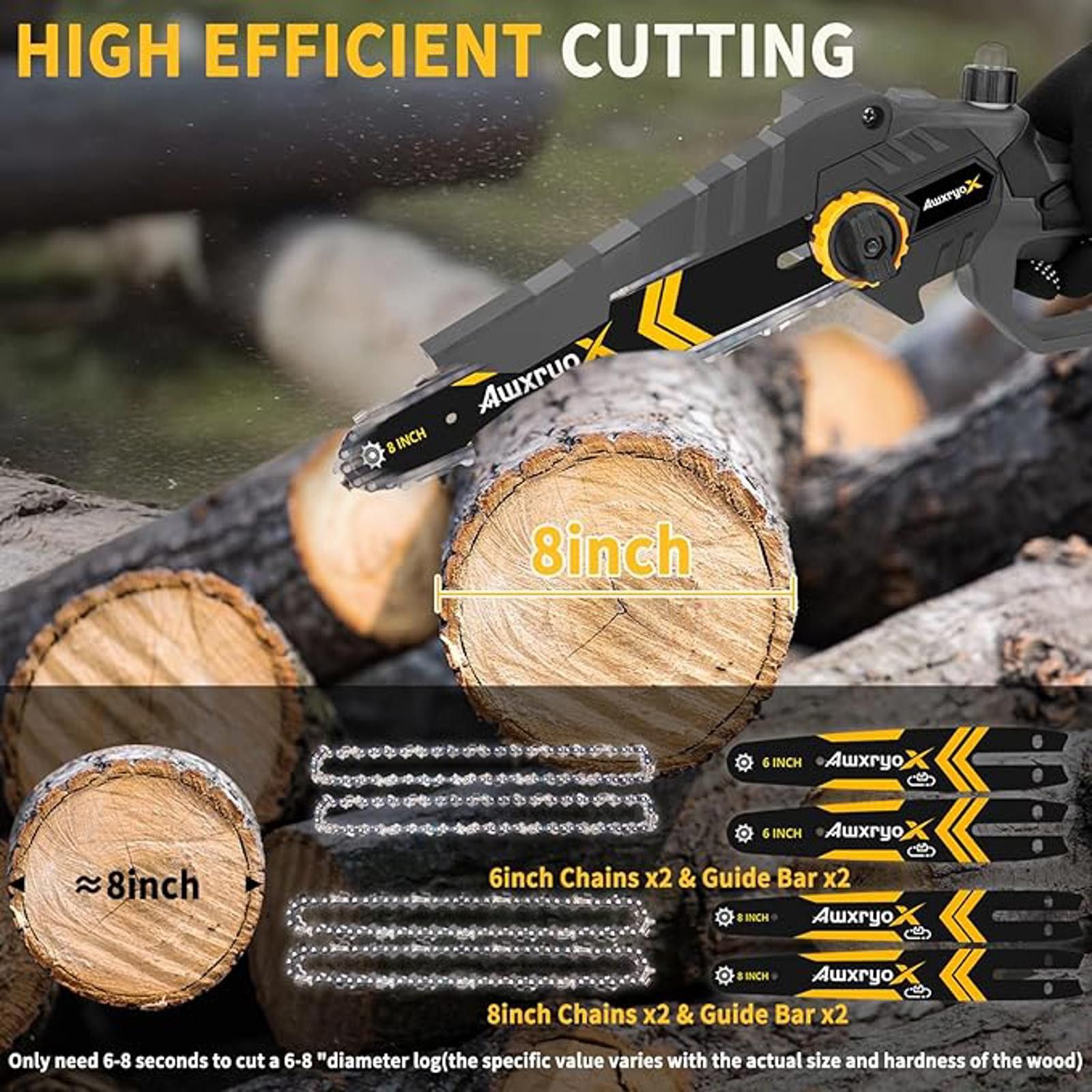Other AuxryoX Cordless 6" Mini Chainsaw with Saw Chains & Carrying Size ONE SIZE - 3 Thumbnail