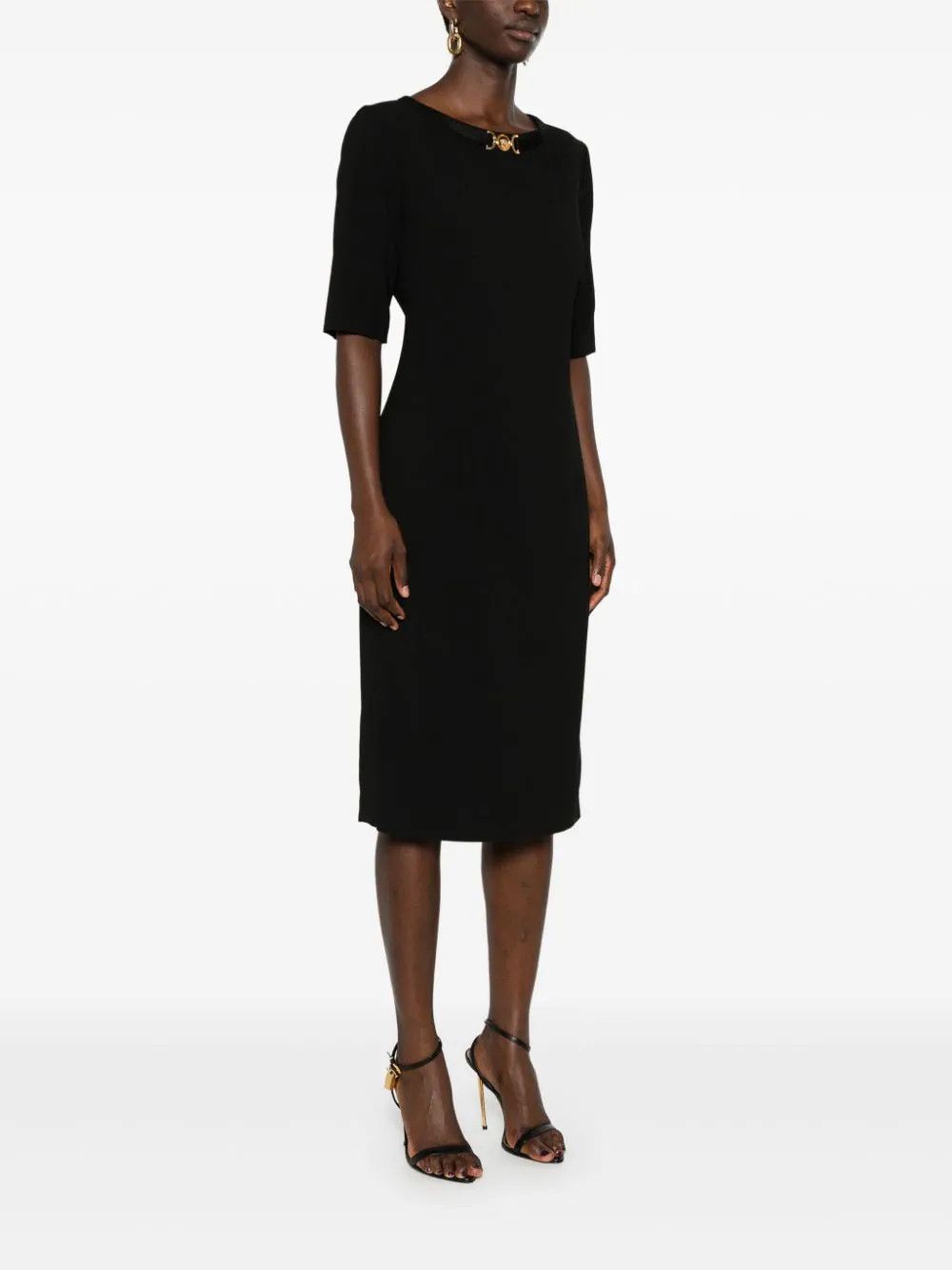 Versace o1s22i1n1024 Midi Medusa Dress in Black Size M / US 6-8 / IT 42-44 - 2 Thumbnail