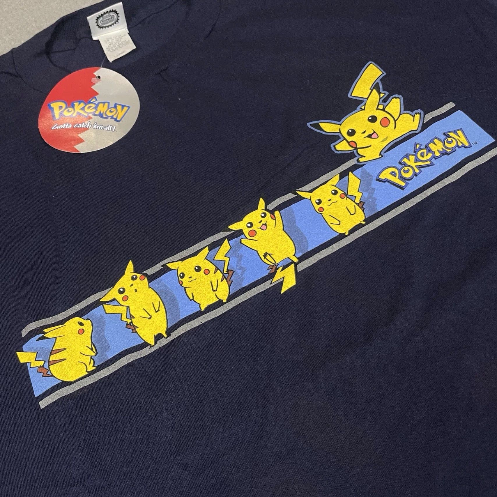 Vintage VINTAGE Pokemon T Shirt Adult L Blue Pikachu Charizard 1999 NWT Trading Card Game Size US L / EU 52-54 / 3 - 3 Thumbnail