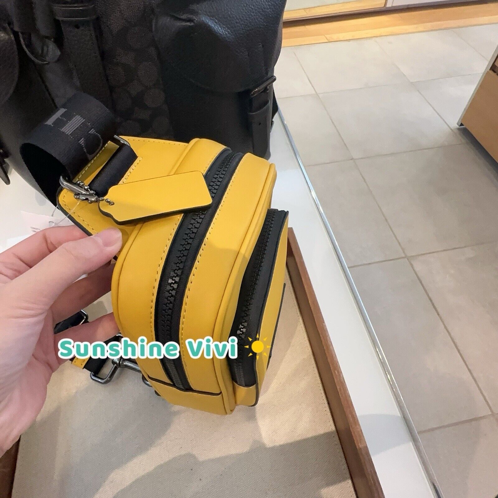 Coach NWT COACH CX071 Racer Sling Pack Bag Gunmetal/Honey Yellow Size ONE SIZE - 5 Thumbnail