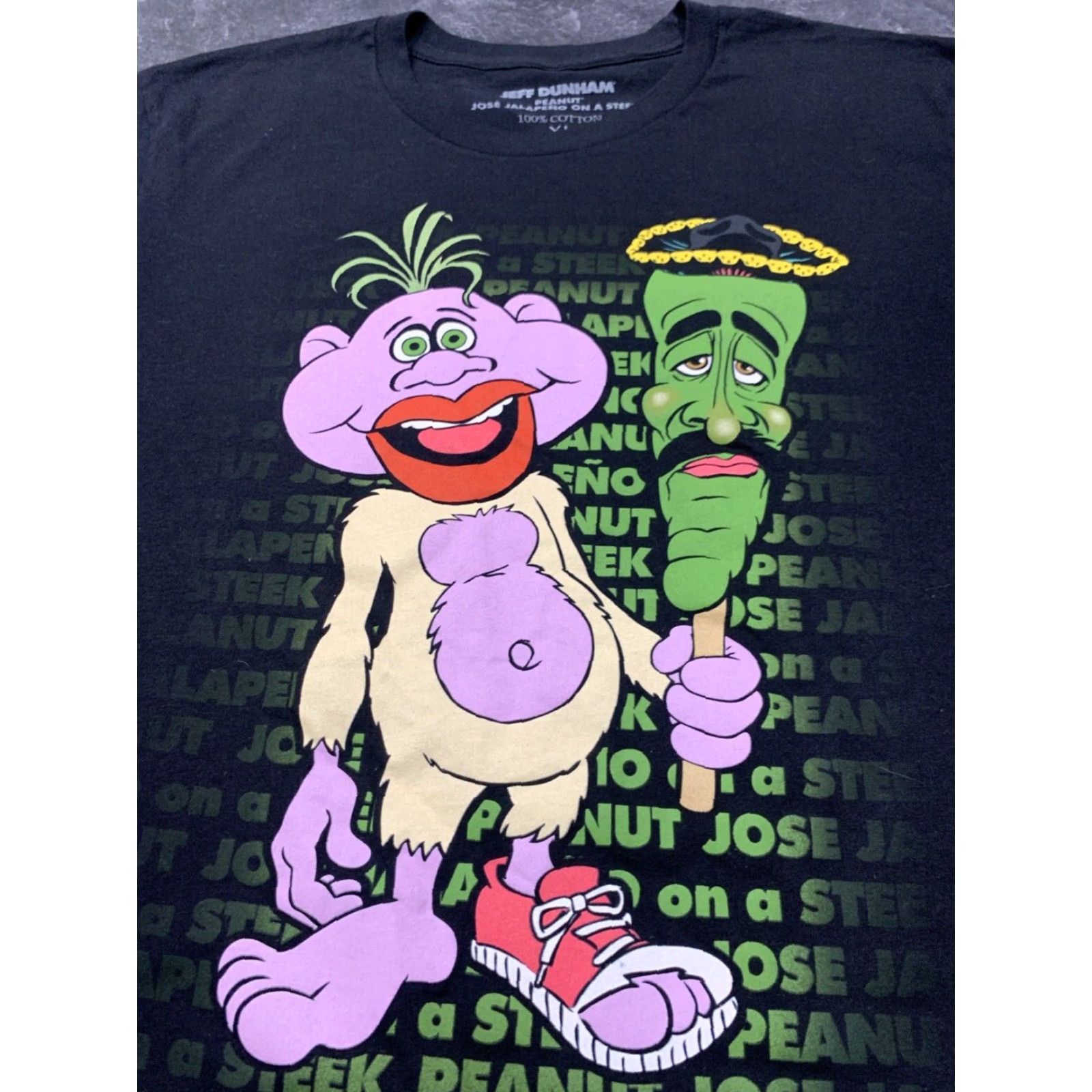 Gildan VINTAGE Gildan Jeff Dunham Graphic T-Shirt Mens Large Black Peanut Jose Jalapeno Mens Size US XL / EU 56 / 4 - 4 Thumbnail