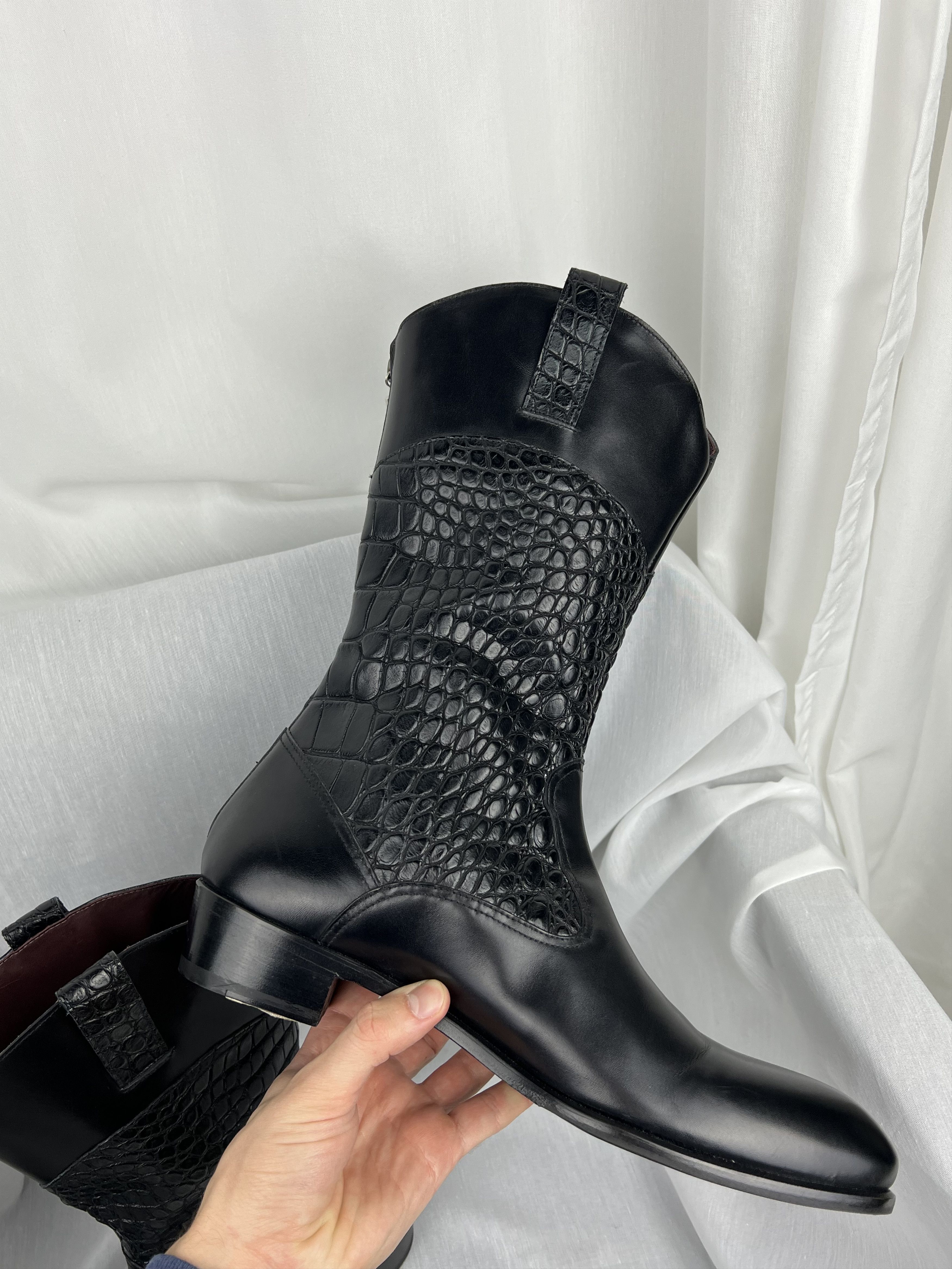 Zilli Stunning Leather with Crocodile Pieces High-Top Boots Size US 9 / EU 42 - 7 Thumbnail