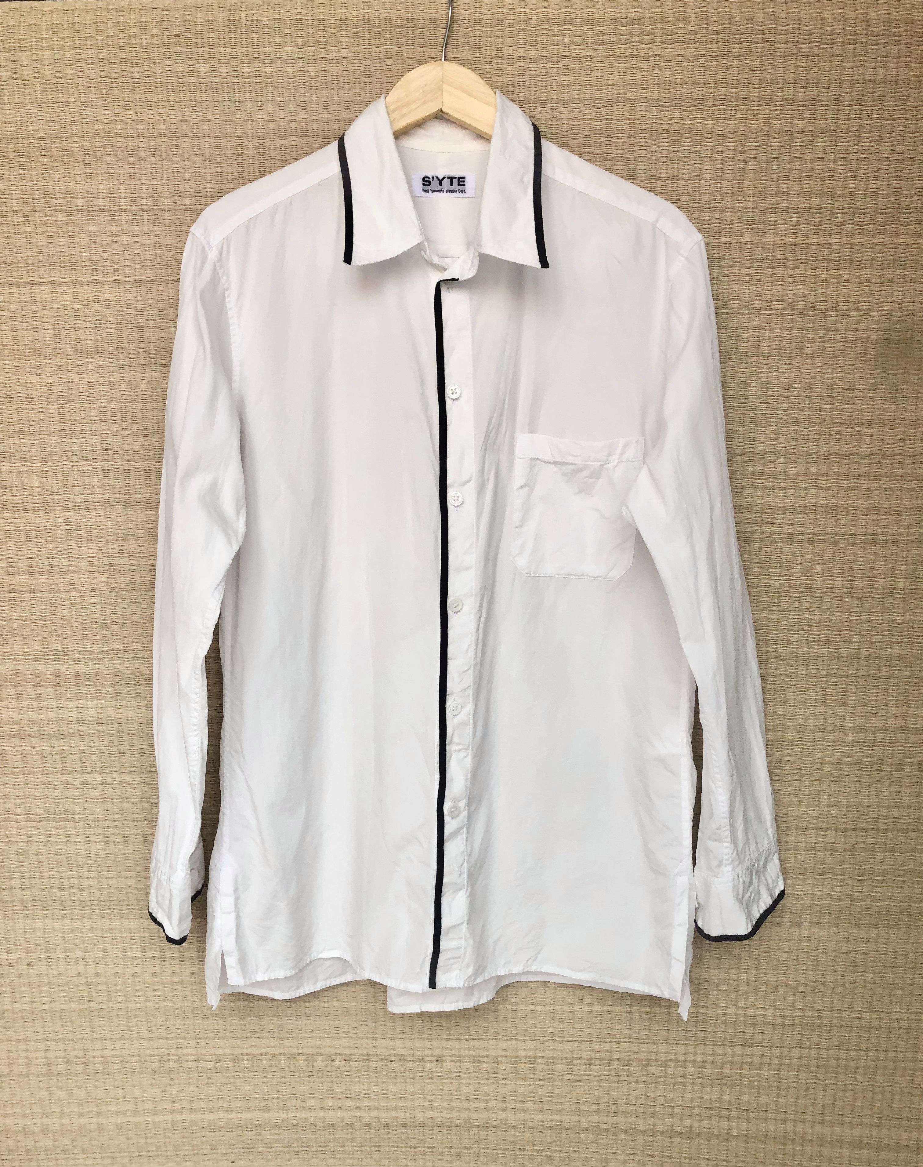 Yohji Yamamoto black pipping white shirt Size US M / EU 48-50 / 2 - 1 Thumbnail