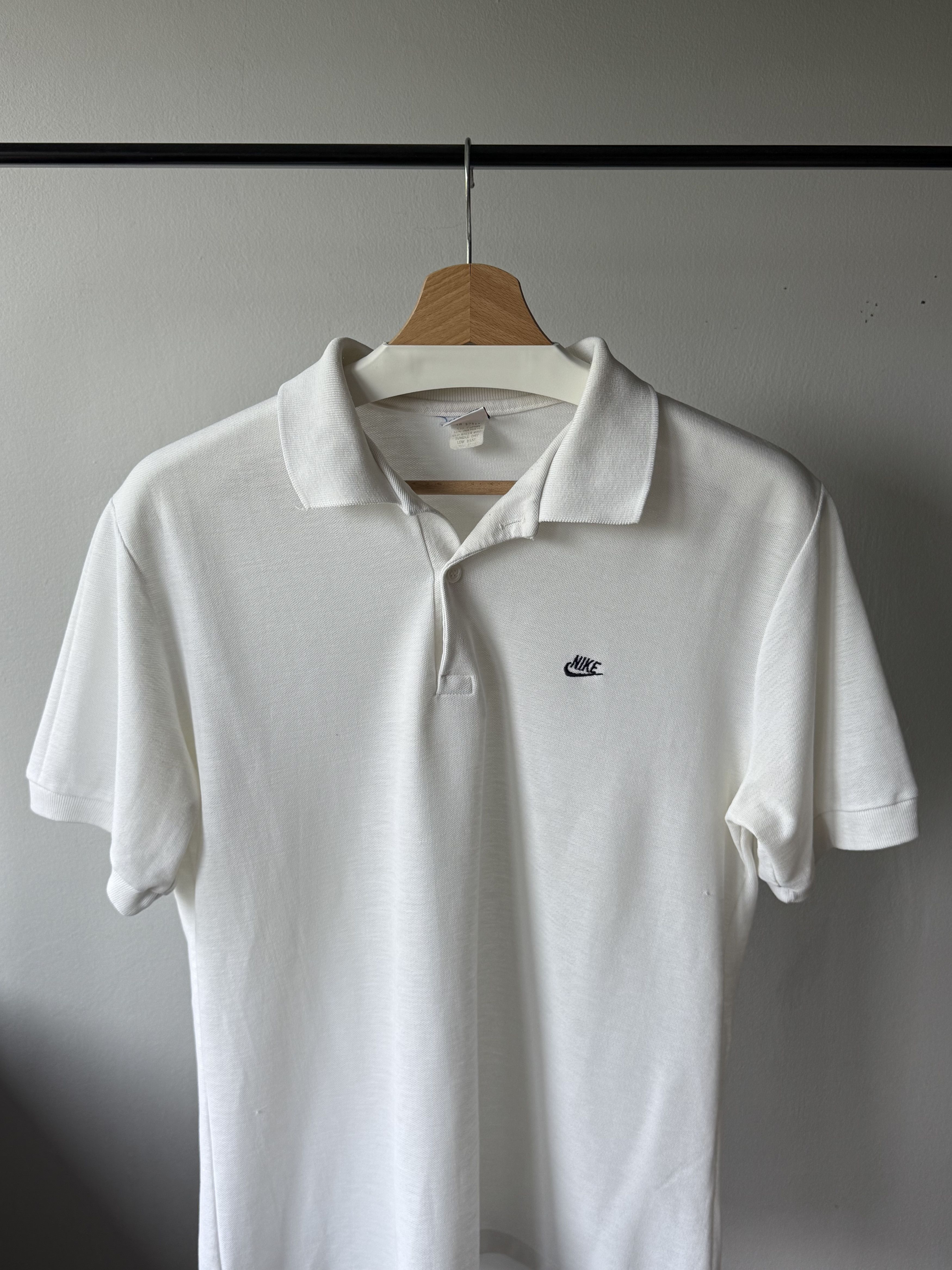 Nike × Vintage Vintage 1980s Nike Sportswear Orange Tag White Polo Shirt Size US L / EU 52-54 / 3 - 3 Thumbnail