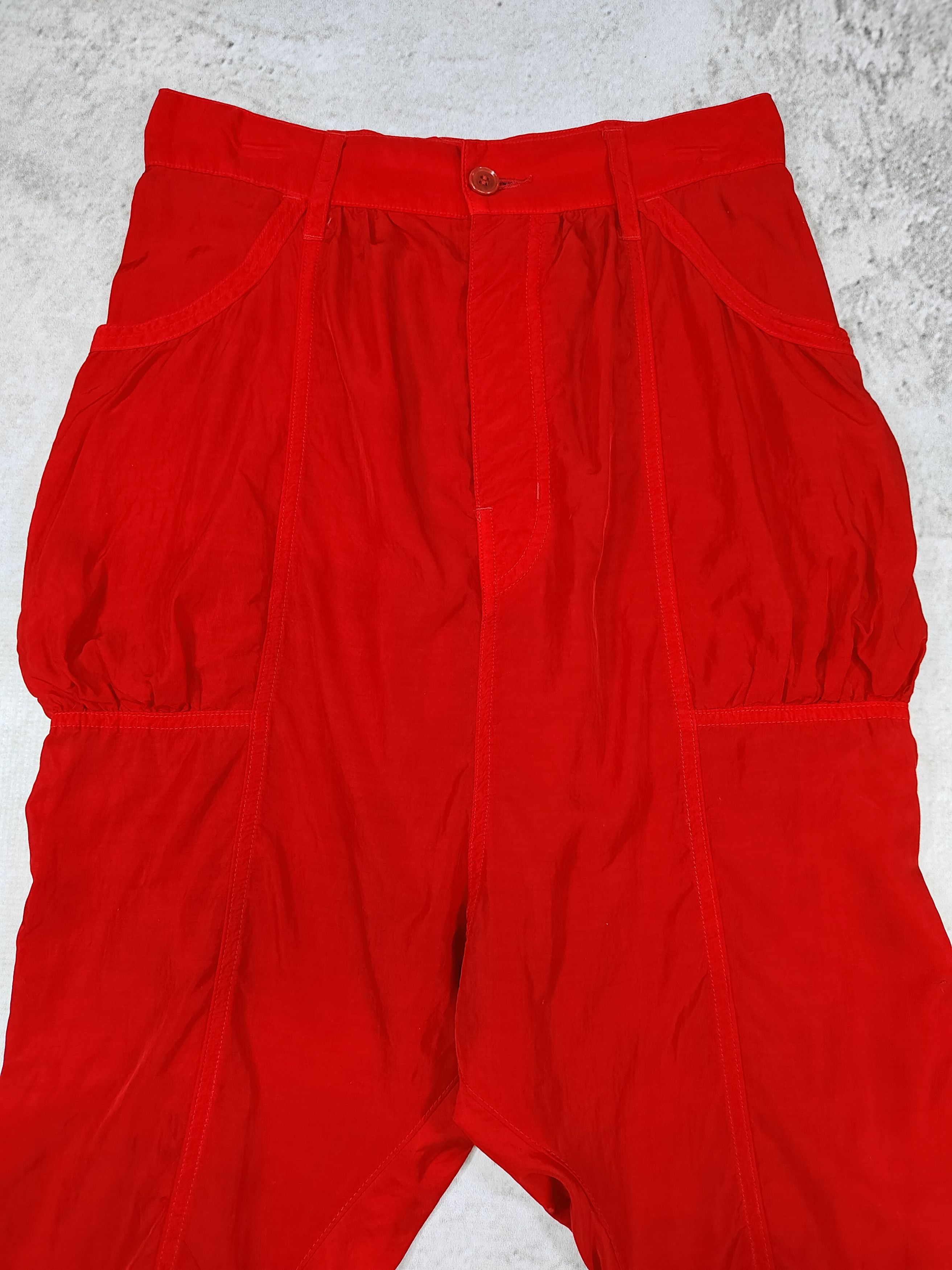 Zucca 2000s ZUCCA- Drop Crotch Cropped Pants Bright Red Size 30" / US 8 / IT 44 - 2 Thumbnail
