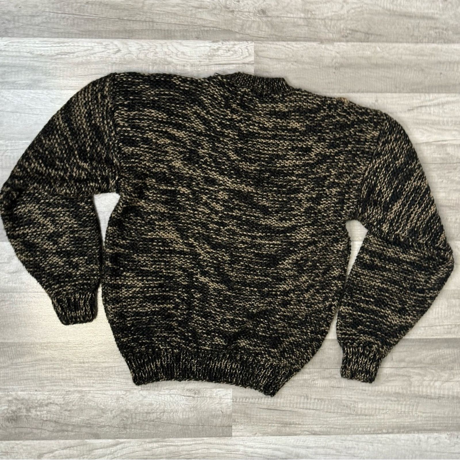 Vintage Vintage 90s 3D Knit Sweater Brown Black Geometric Pattern Size US L / EU 52-54 / 3 - 5 Thumbnail