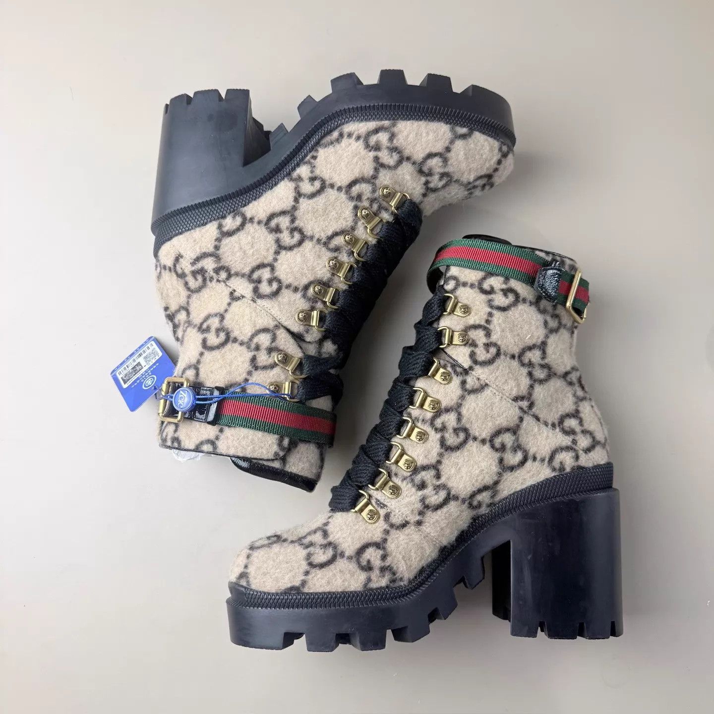 Gucci GUCCI Black Brown GG Print Platform Ankle Boots Size US 6 / IT 36 - 5 Thumbnail