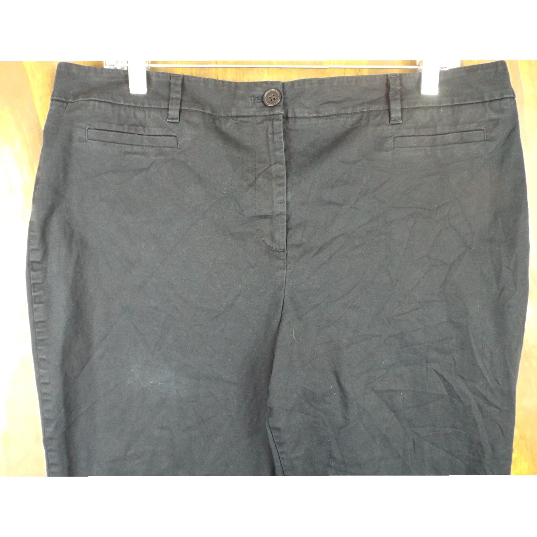 Talbots VINTAGE Talbots Womens Pants Black High Rise Straight Leg Chino Capris Stretch 16 Size 38" / US 16 / IT 52 - 2 Thumbnail