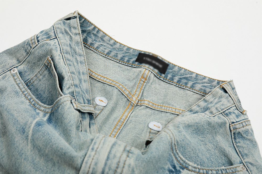 Japanese Brand × Jean Men's loose wide-leg punk distressed washed scimitar jeans Size US 34 / EU 50 - 5 Thumbnail