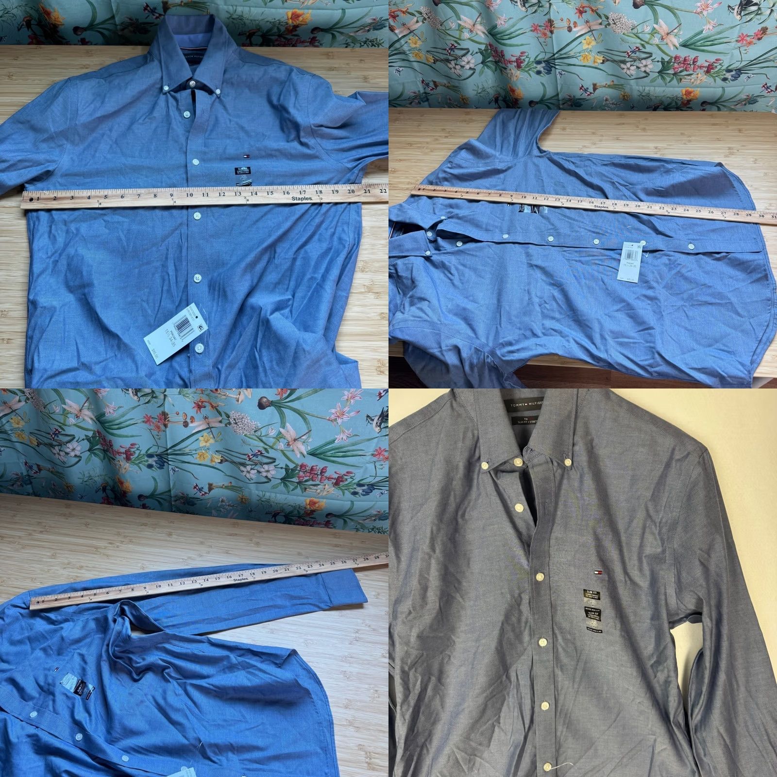 Tommy Hilfiger Tommy Hilfiger TH Flex Slim Fit Stretch Oxford Dress Shirt Peacoat Blue 15.5 34 Mens Size 42R - 8 Thumbnail