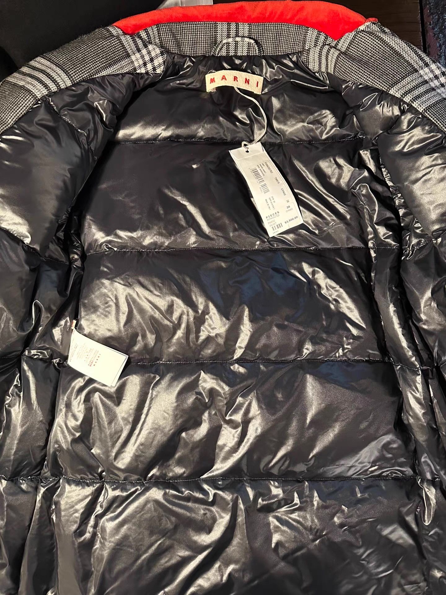Marni MARNI 19FW Women's Grey Check Down Coat Ｑ25 Size S / US 4 / IT 40 - 3 Thumbnail