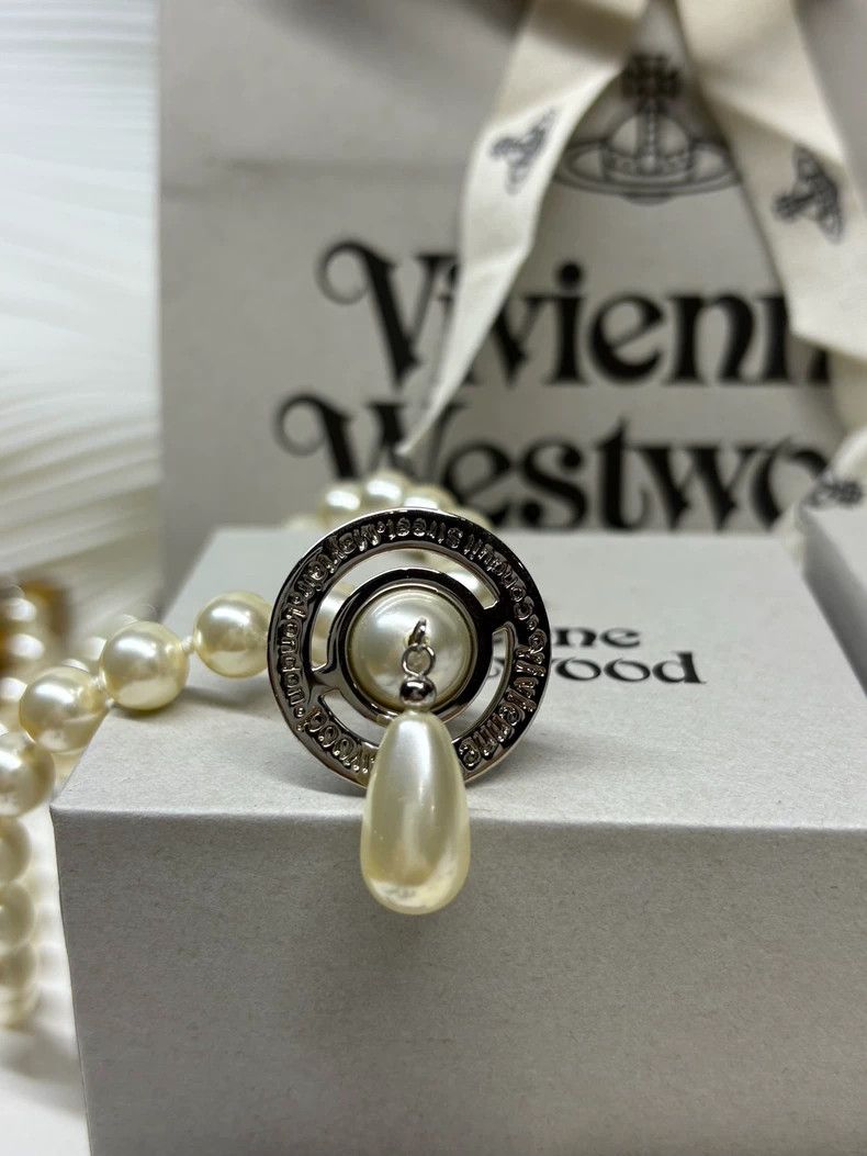 Vivienne Westwood Vivienne Westwood Saturn pendant imitation pearl necklace Size ONE SIZE - 6 Thumbnail