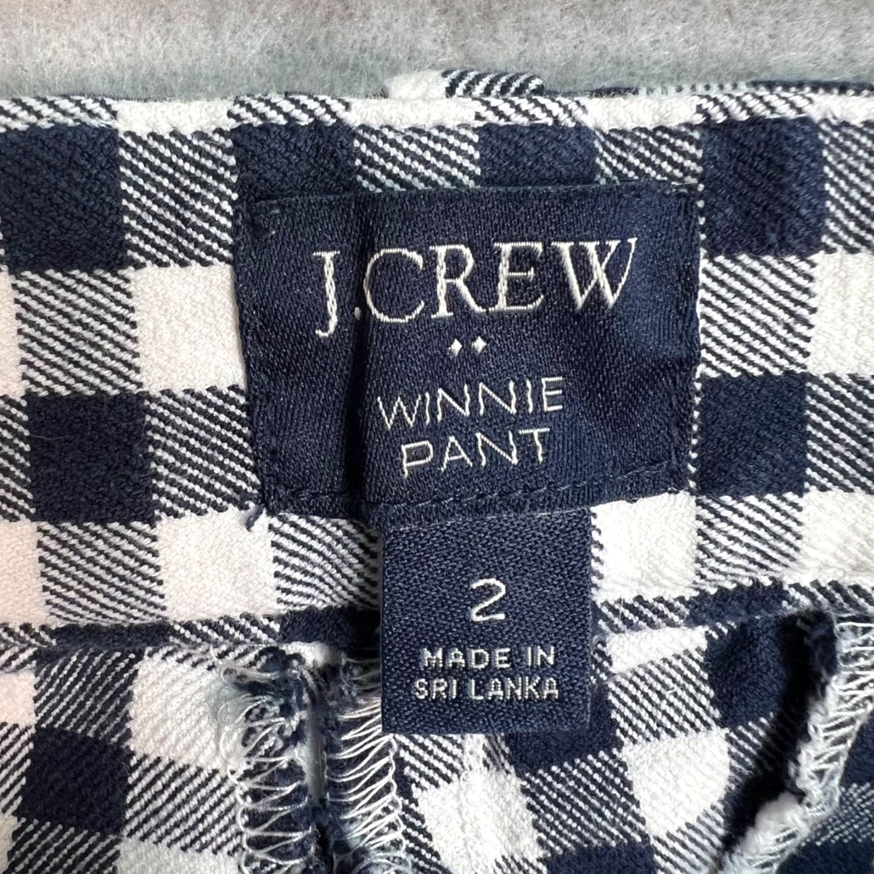 J.Crew J.Crew Winnie Pant Navy White Gingham Cotton Blend Womens Slim Fit Size 2 Pants Size 26" / US 2 / IT 38 - 3 Thumbnail