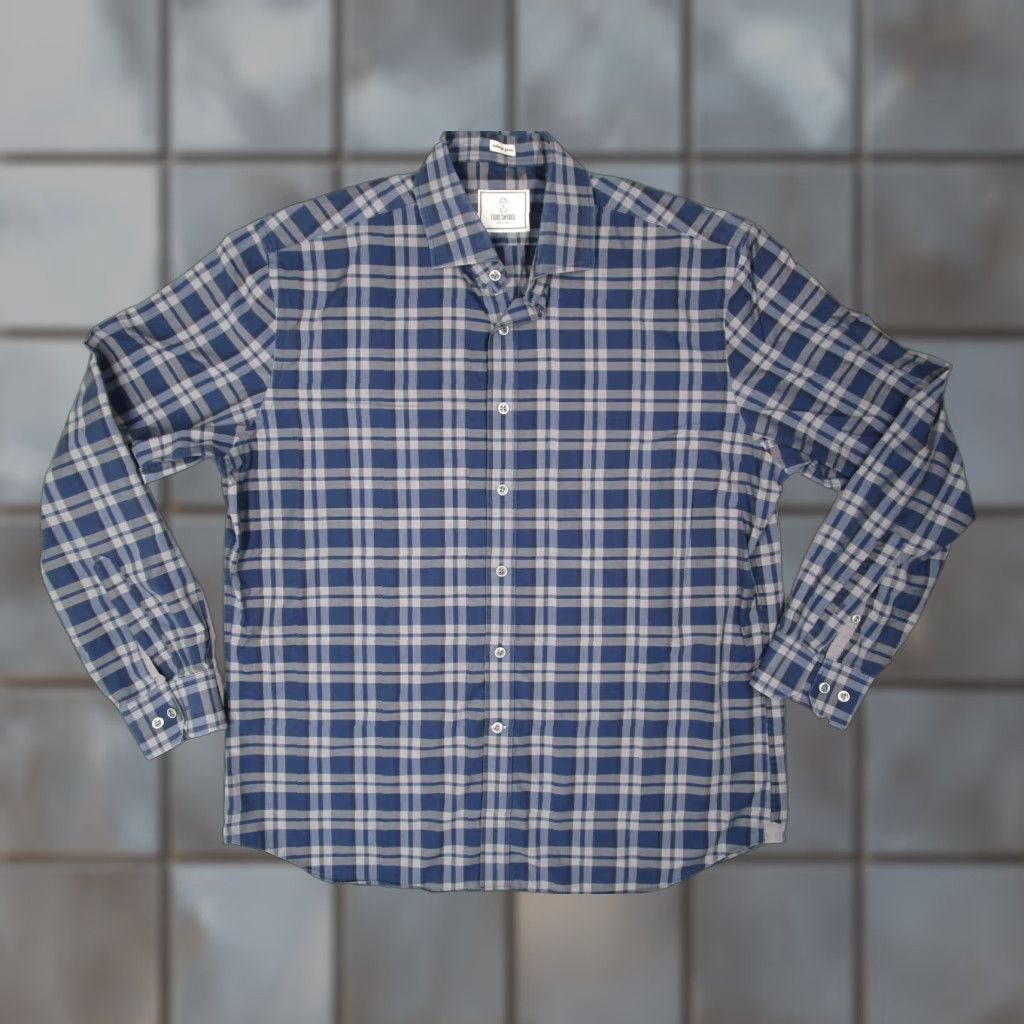 Todd Snyder Todd Snyder Dress Shirt Mens 17 34 Blue Check Long Sleeve Button Up Classic Fit 100% Cotton Size 34R - 1 Thumbnail