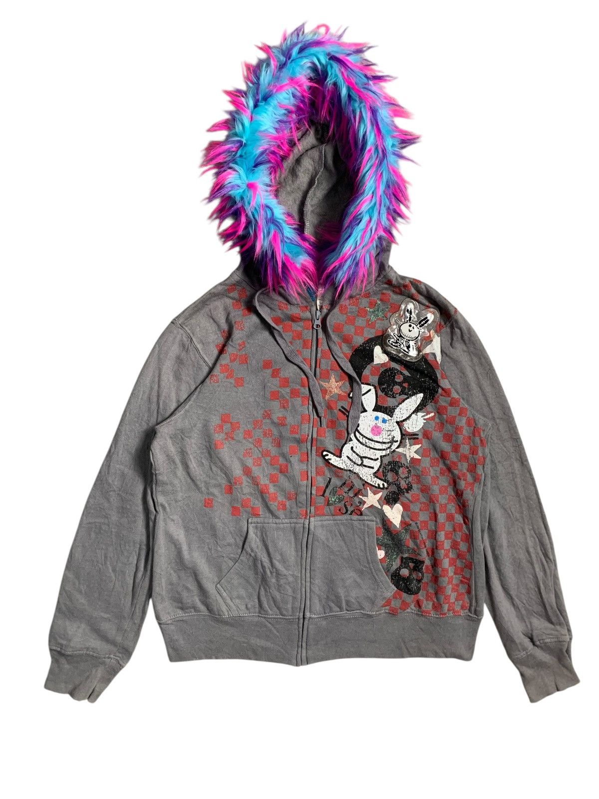 BUNNY SKULL POEM FUR ZIP HOODIE IFSIX LGB HYSTERIC STYLE