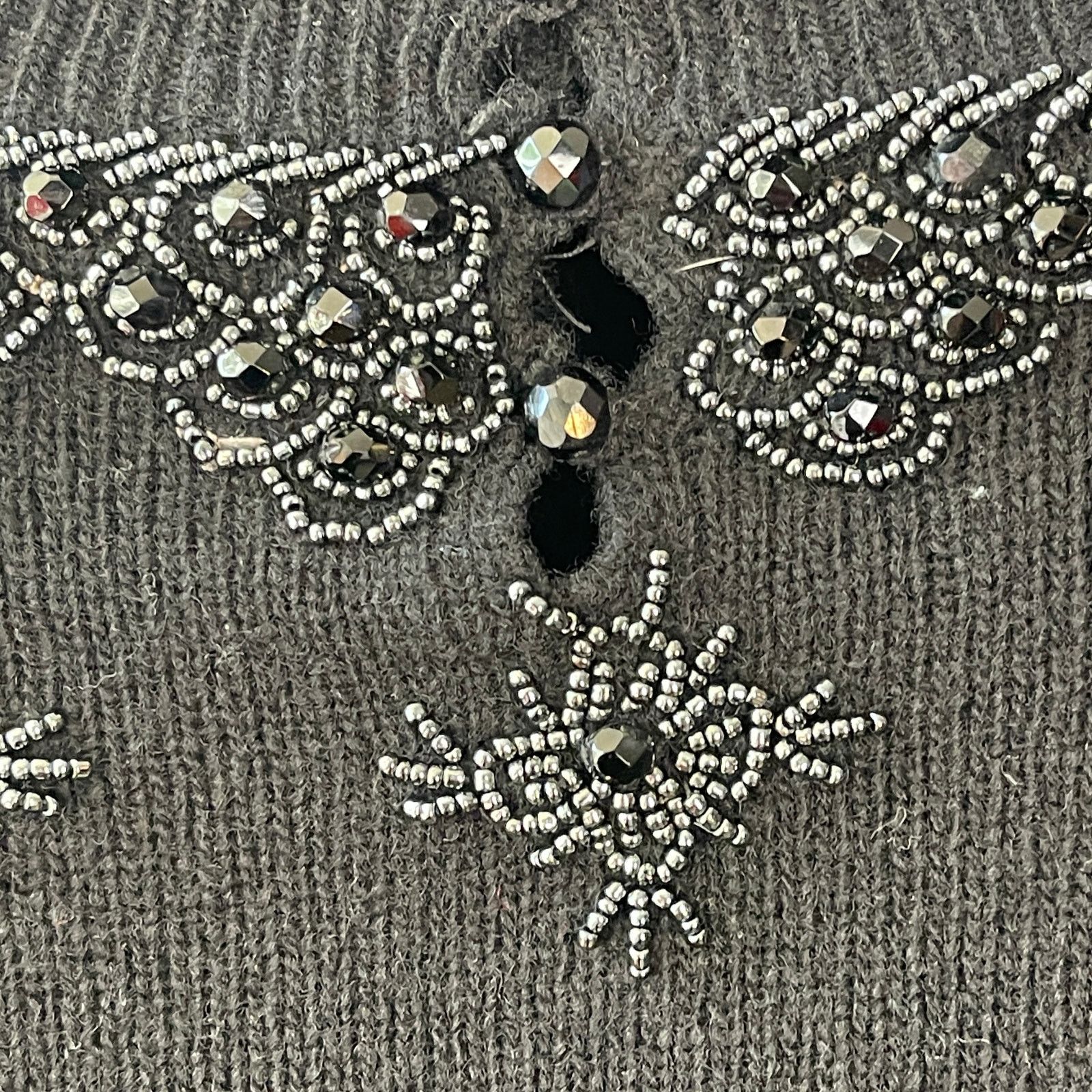 Vintage VINTAGE 80s Jet Beaded Turtleneck Sweater Size S/M Size M / US 6-8 / IT 42-44 - 6 Thumbnail
