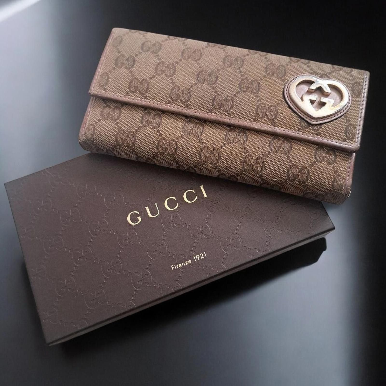 Gucci Gucci - Brown GG Monogram Heart Logo Wallet Size ONE SIZE - 1 Thumbnail