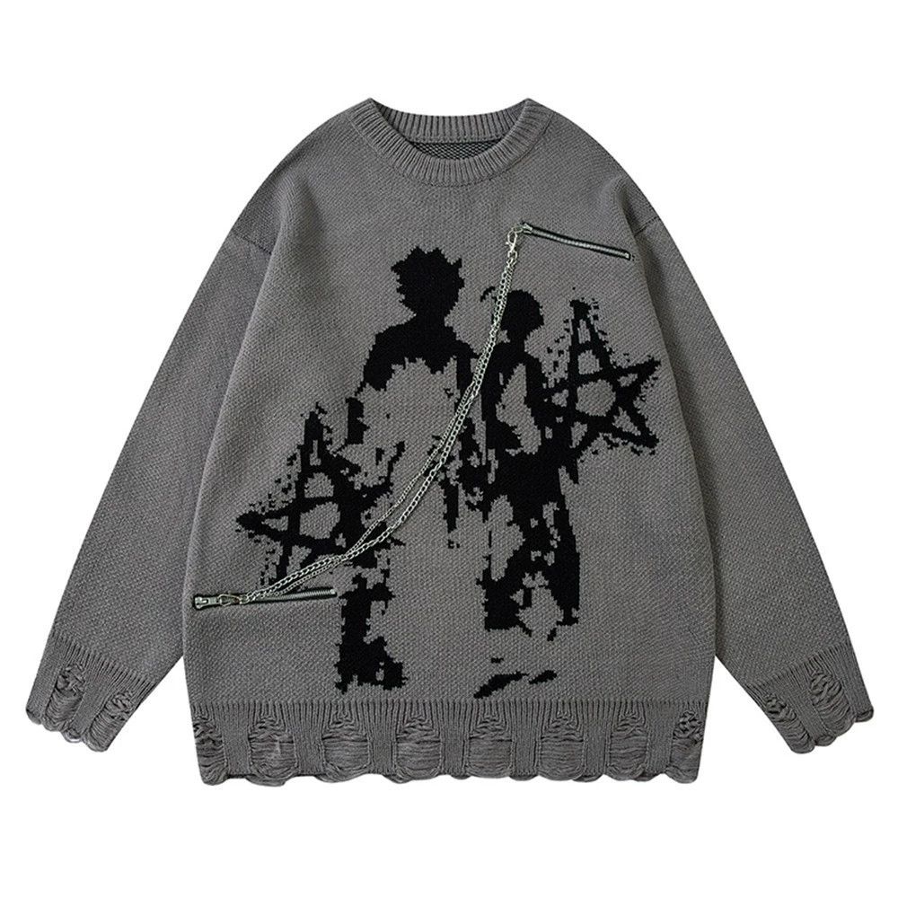 Vintage Men's retro metal chain cartoon print sweater y2k Size US M / EU 48-50 / 2 - 1 Thumbnail