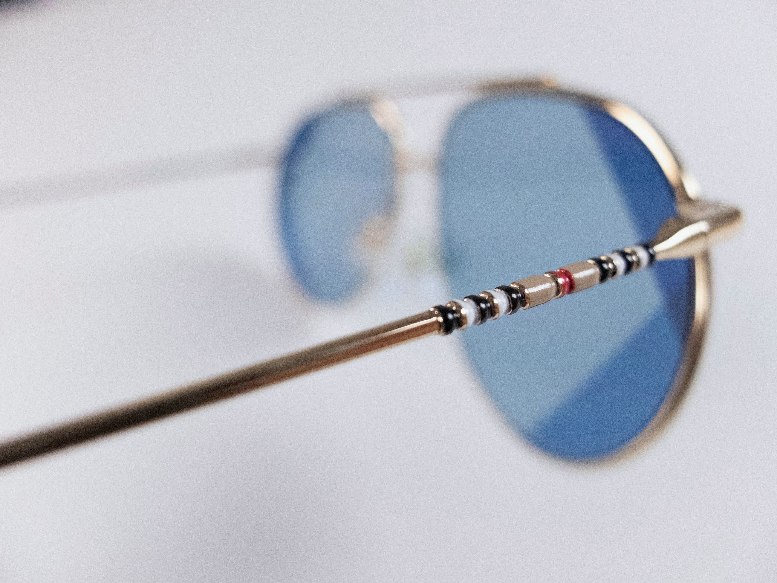 Burberry BURBERRY gold tone & blue metal aviator sunglasses Size ONE SIZE - 6 Thumbnail