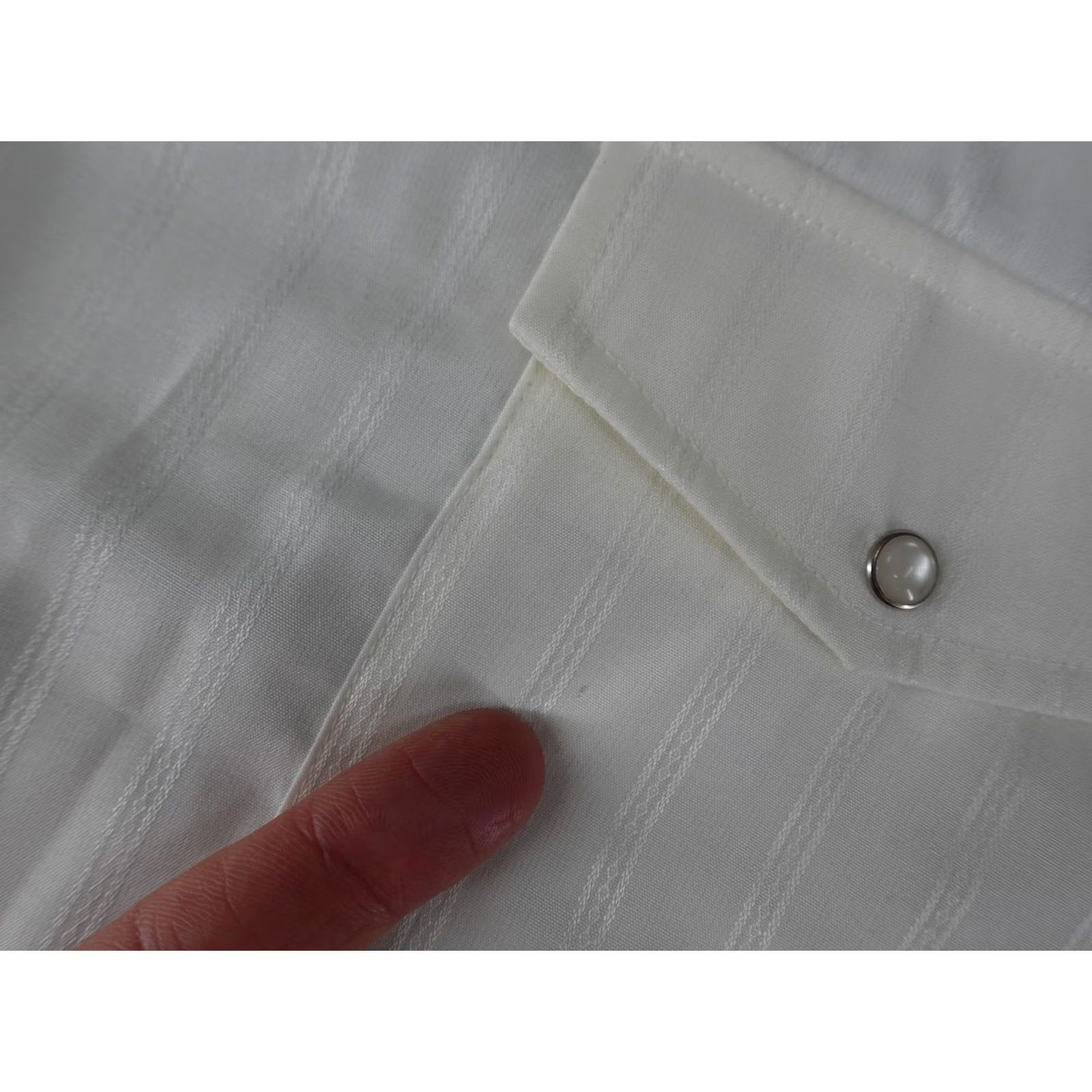Armani Western Pearl Snap Shirt Mens M White Cowboy Rodeo Ranch Stripe Pearl-Snap Front Cuffs Pockets Western Size US M / EU 48-50 / 2 - 4 Thumbnail