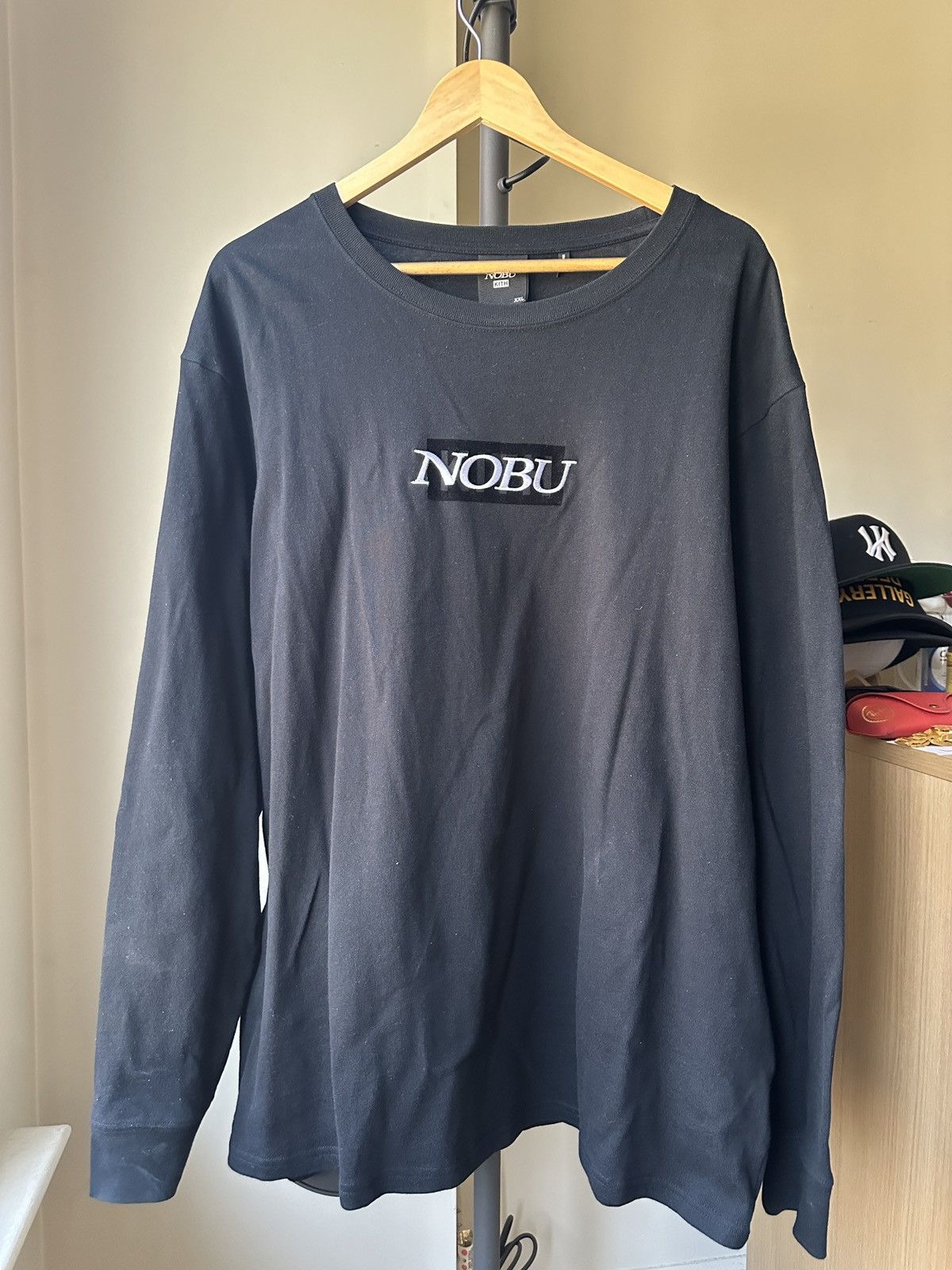 image of Kith X Nobu Classic Logo L/s Tee In Black, Men's (Size 2XL)