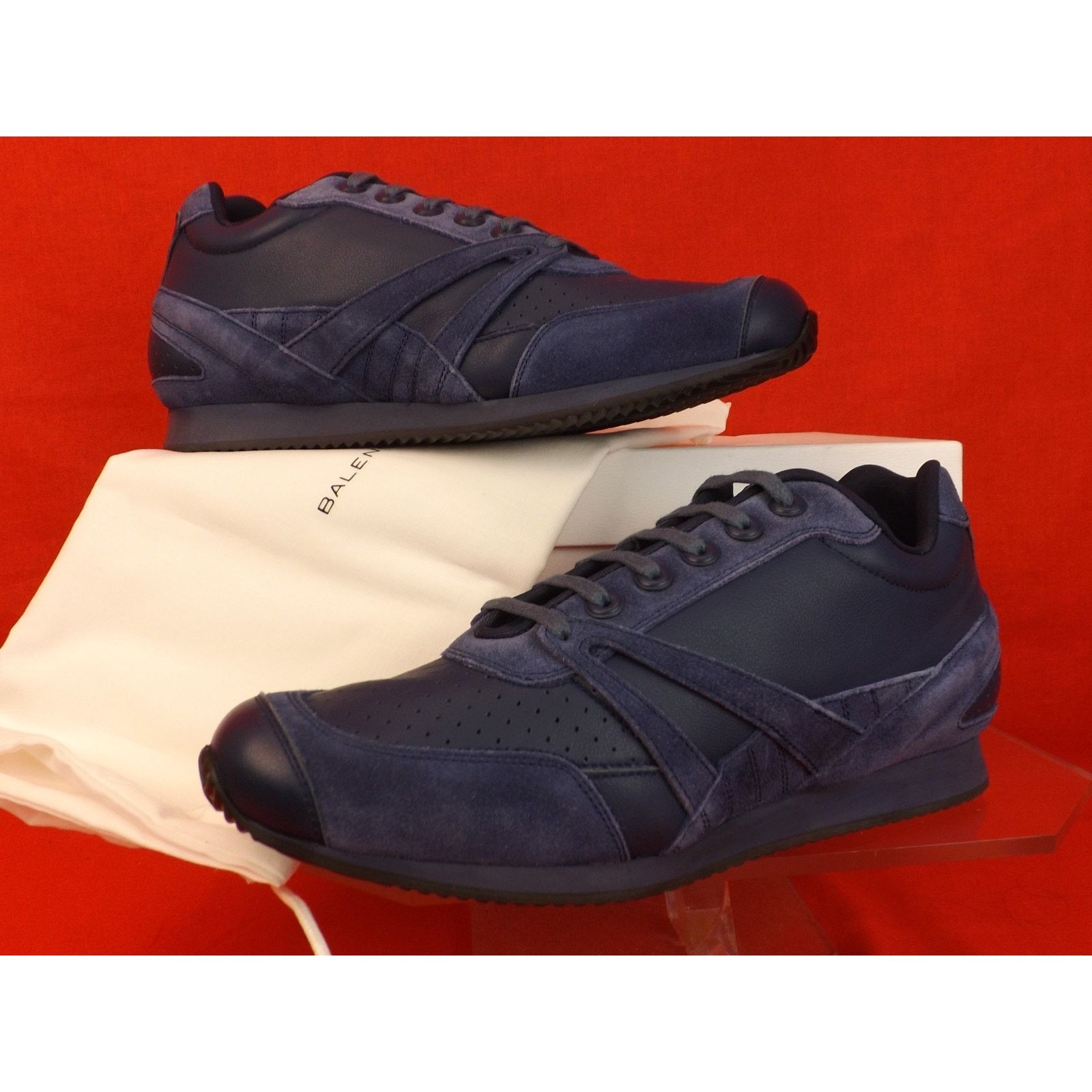 Balenciaga BALENCIAGA BLUE LEATHER SUEDE LOGO SNEAKERS TRAINERS 40 $495 Size US 10 / IT 40 - 7 Thumbnail