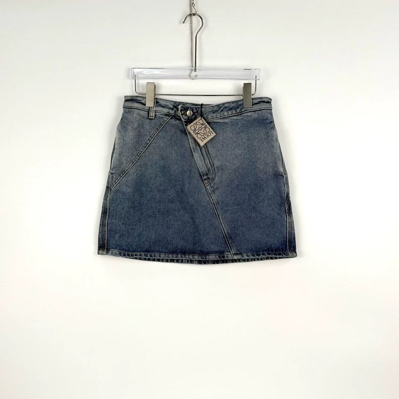 Loewe Loewe Washed blue leather label denim skirt Size 25" / US 0 / IT 36 - 3 Thumbnail