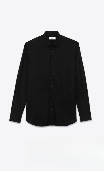Saint Laurent Paris oc11z1225 535293 Shirt in Cotton Poplin in Black Size US S / EU 44-46 / 1 - 1 Thumbnail
