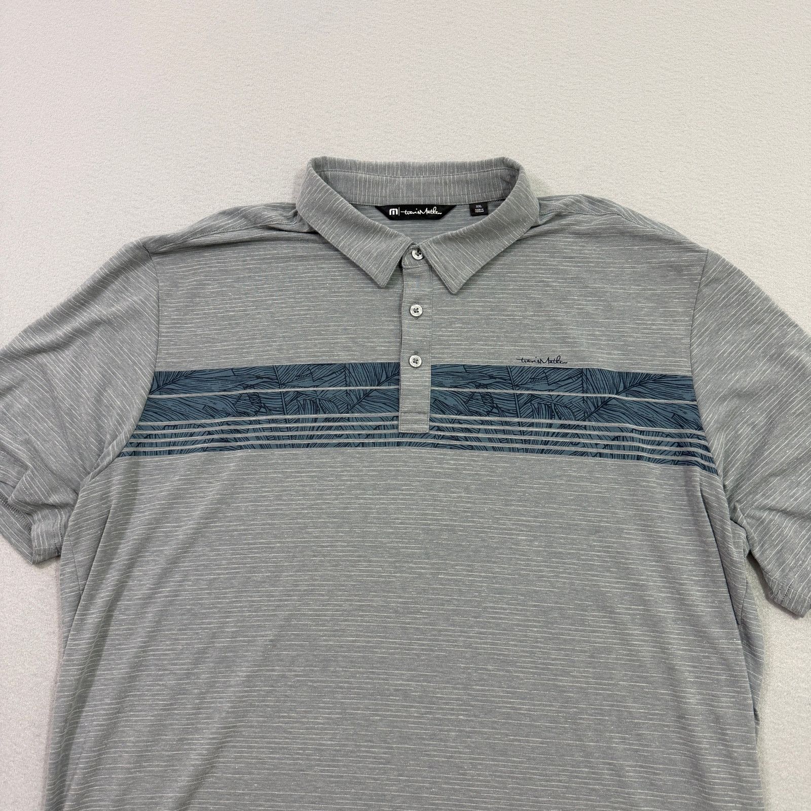 TravisMathew TravisMathew River Town Golf Polo Shirt Men's 2XL Gray Blue Size US XXL / EU 58 / 5 - 2 Thumbnail