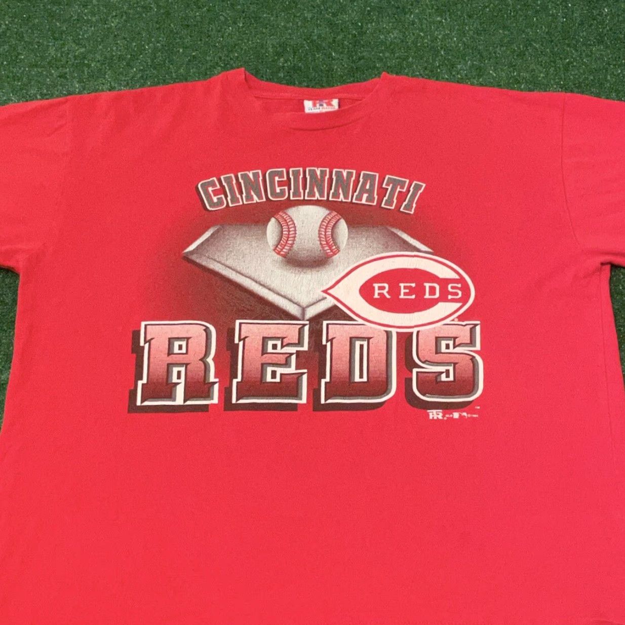 MLB VINTAGE Cincinnati Reds MLB Home Plate Big Graphic VTG 1994 Shirt Mens XL 90s Sports Red Shirt Size US XL / EU 56 / 4 - 3 Thumbnail