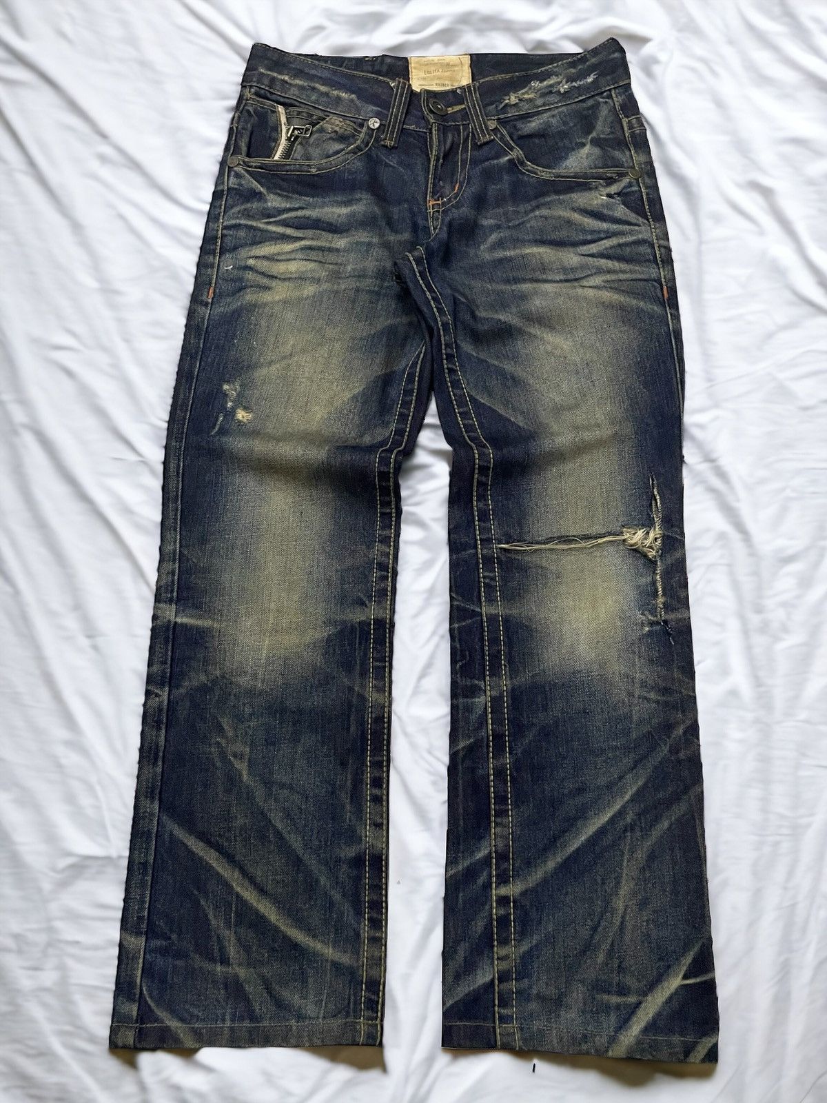 GOSTAR DE FUGA × Hysteric Glamour × Tornado Mart Lolita Japan Claw Mark Honeycomb Mud Wash Jeans Size US 30 / EU 46 - 1 Thumbnail