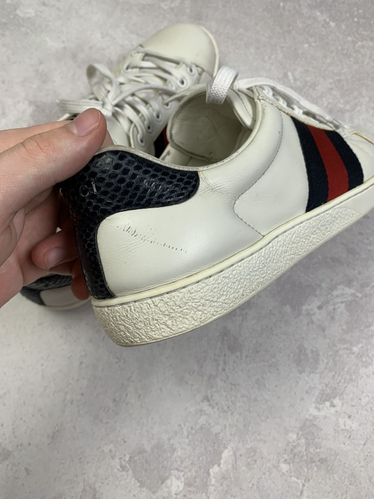 Gucci Gucci Ace White Leather Sneakers with Web Stripe – Size 7 Size US 7.5 / EU 40-41 - 10 Thumbnail