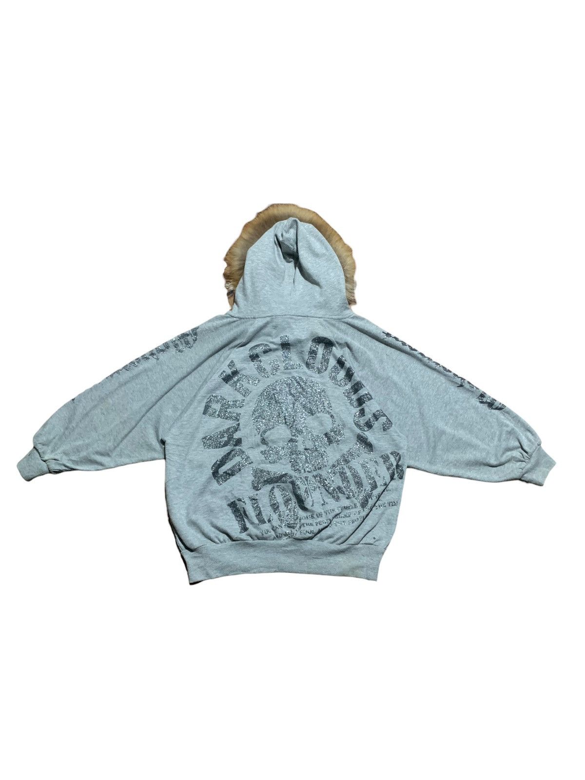 Plein Beaute baggy glitter skull poem fur hoodie oversized