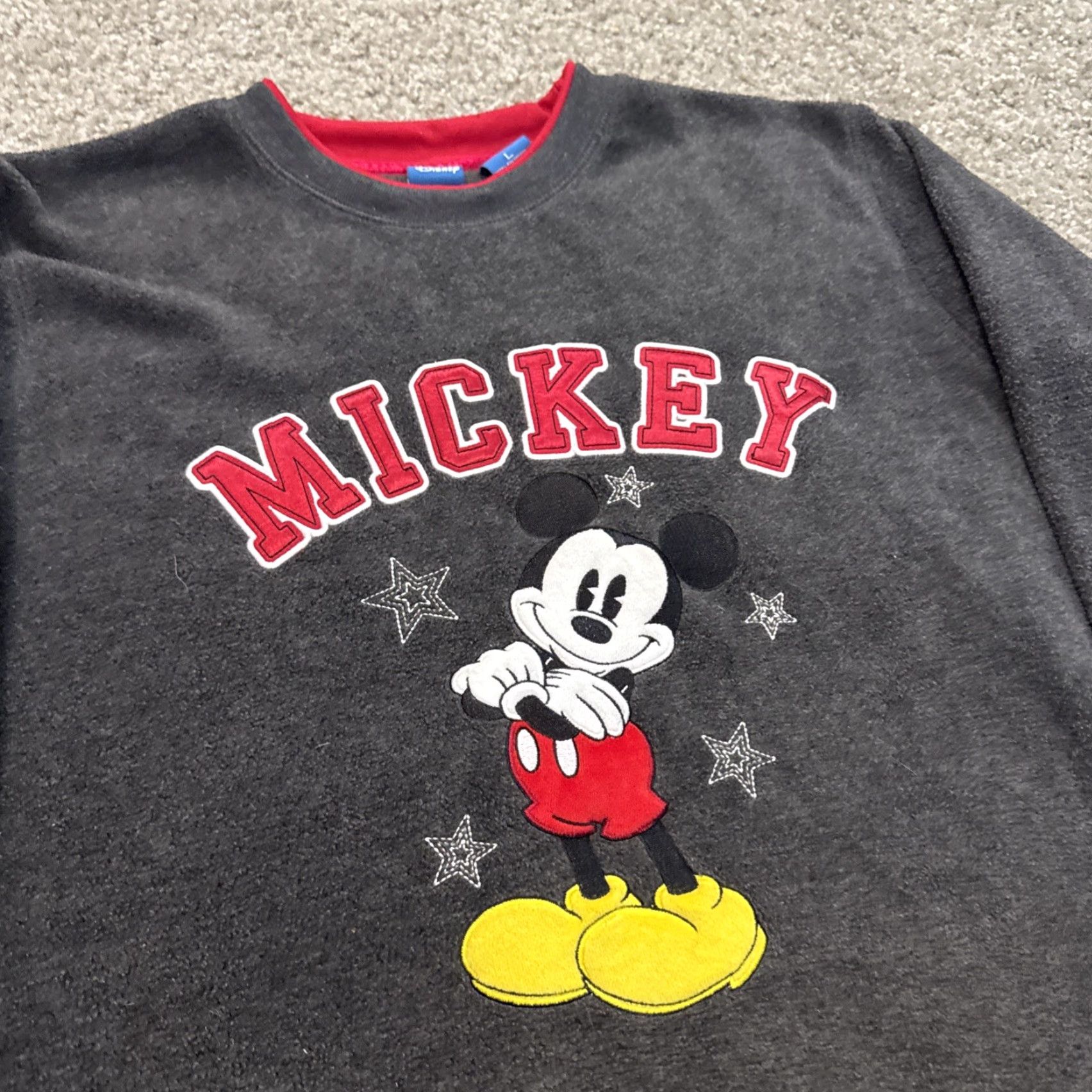 Disney VINTAGE 90s Mickey Mouse Embroidered Gray Fleece Disney Crewneck Sweatshirt L Womens Size L / US 10 / IT 46 - 3 Thumbnail