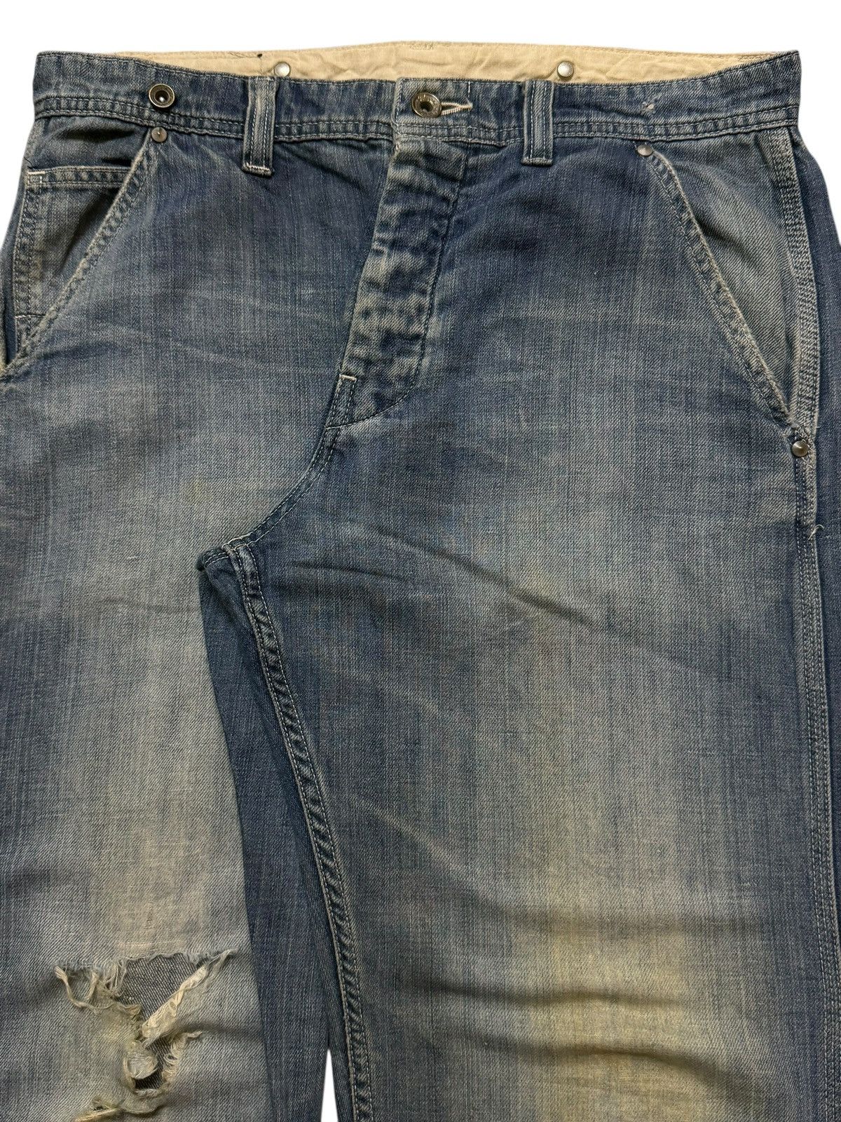 JNCO Y2K Japanese Brand Blue Faded Wash Distressed Straight Leg Size US 32 / EU 48 - 3 Thumbnail