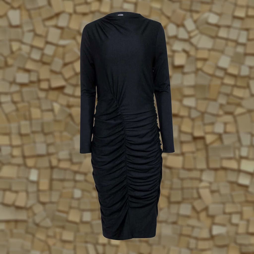 ME+EM ME+EM Womens Dress Midi Black Long Sleeve Ruched Stretch 6 UK Bodycon Party/Cocktail Size M / US 6-8 / IT 42-44 - 1 Thumbnail