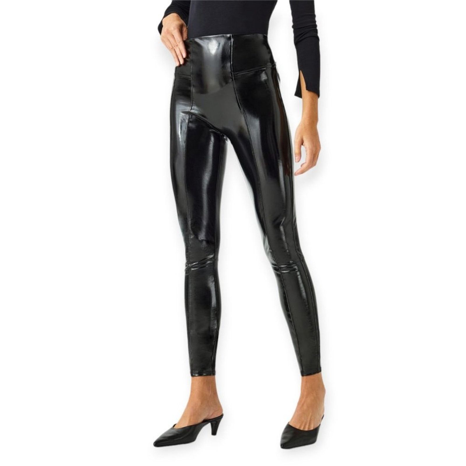 Spanx SPANX Faux Patent Leather Leggings Black Shiny Size S Size 27" / US 4 / IT 40 - 3 Thumbnail