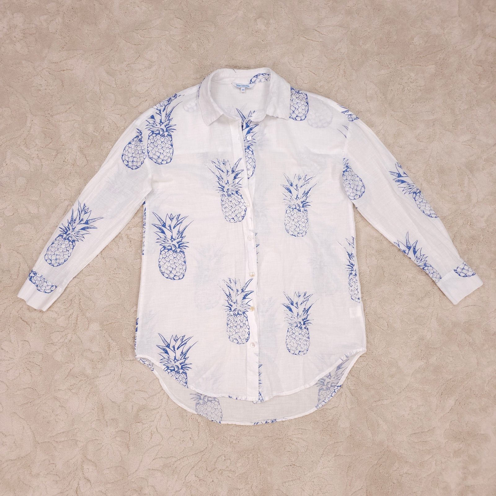 Other Blue Island Embroidered Pineapplie Print Cotton Tunic Sz XS Size XS / US 0-2 / IT 36-38 - 5 Thumbnail