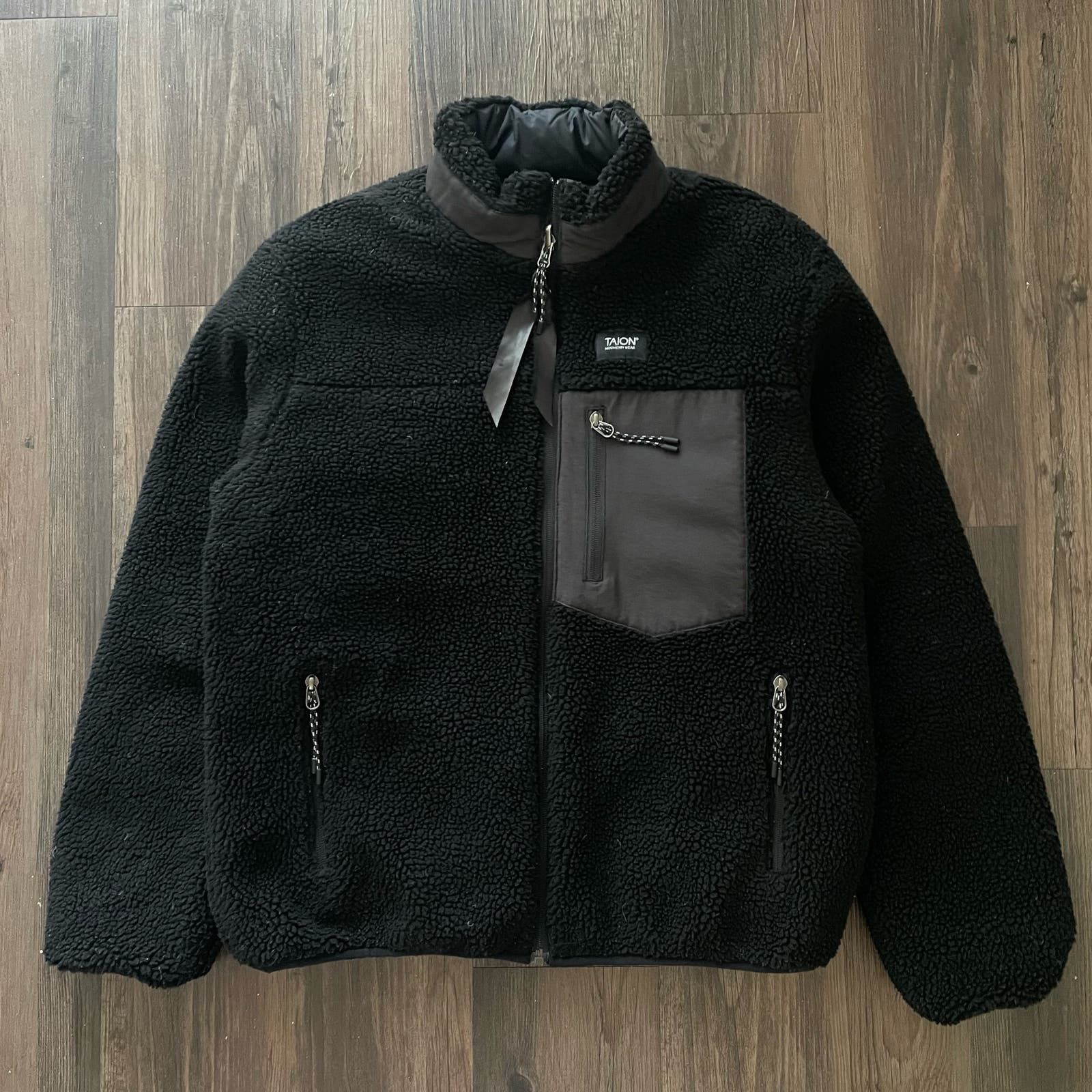 image of Ssense Taion Reversible Down Fleece Jacket Size Medium in Black, Men's