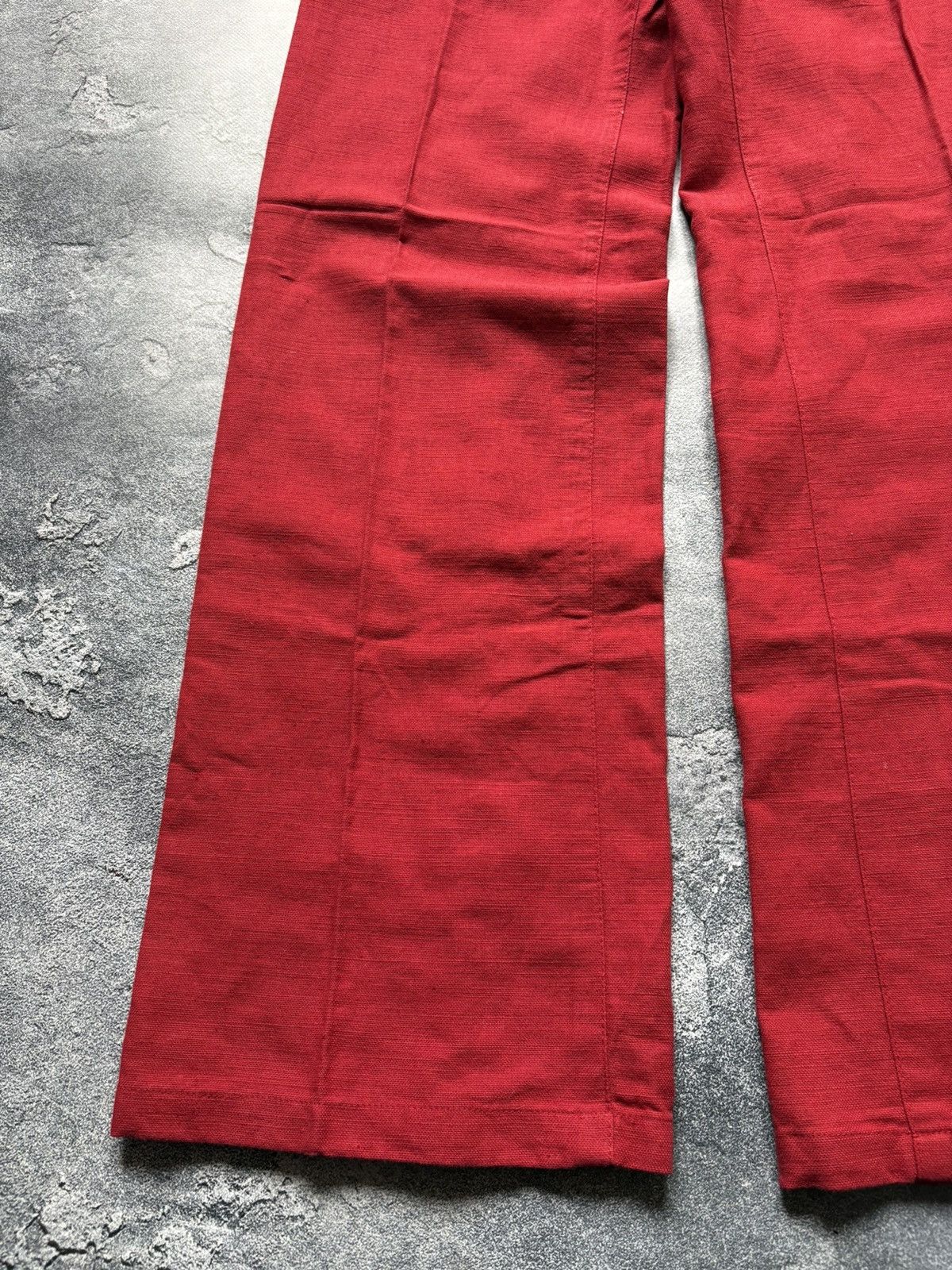 Miss Sixty Vintage 00s Miss Sixty Y2K Cotton Linen Red Wide Leg Pants Size 25" / US 0 / IT 36 - 6 Thumbnail
