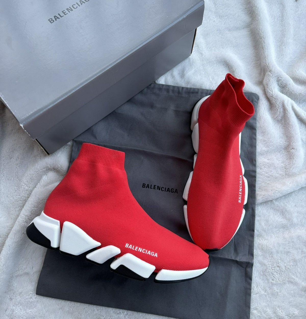 Balenciaga Balenciaga Red/White/Black Speed Runners Size US 9 / EU 42 - 1 Thumbnail