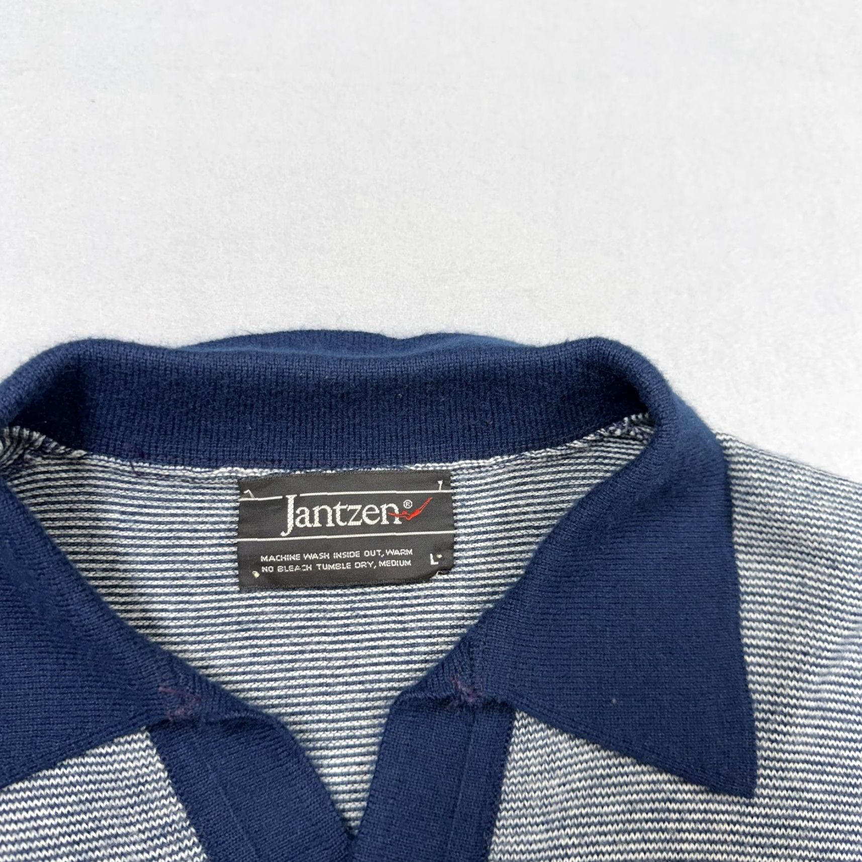 Jantzen VINTAGE Jantzen Sweater Mens M Blue Stripe Collared Knit Pullover Casual Size US M / EU 48-50 / 2 - 3 Thumbnail