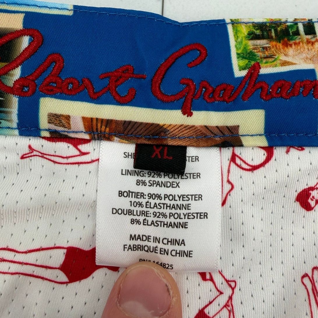 Robert Graham NWT Robert Graham Quick Dry Blue Postcards Swim Trunks Size US 39 - 2 Thumbnail