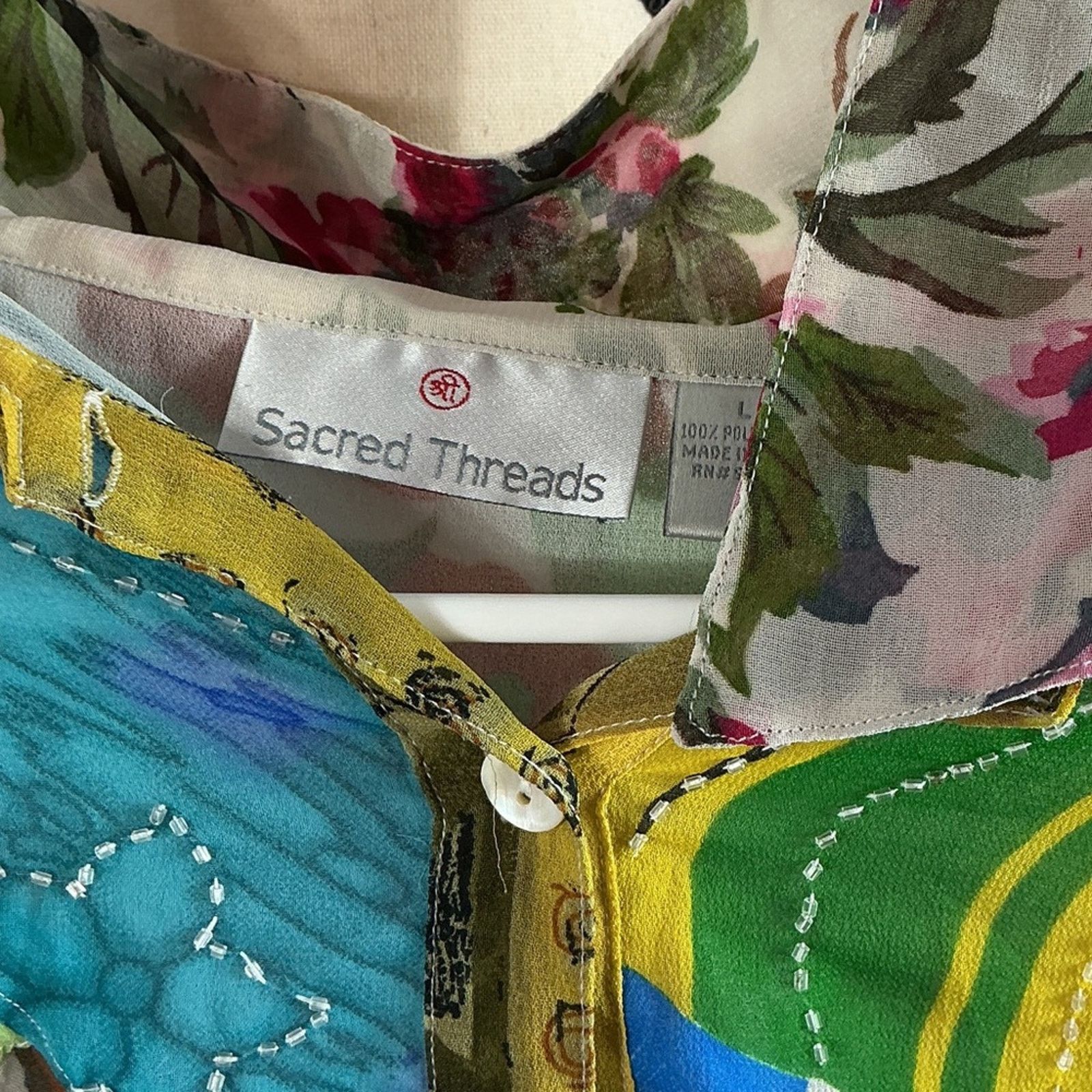 Other Sacred Threads Patchwork Boho Top Size Large Colorful Button Size L / US 10 / IT 46 - 2 Thumbnail