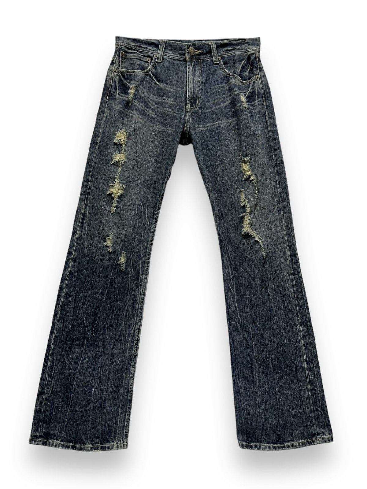 Japanese Brand ANN DO Designer Punk Ripped Glitter Splash Flare Denim Jeans Size US 30 / EU 46 - 1 Thumbnail