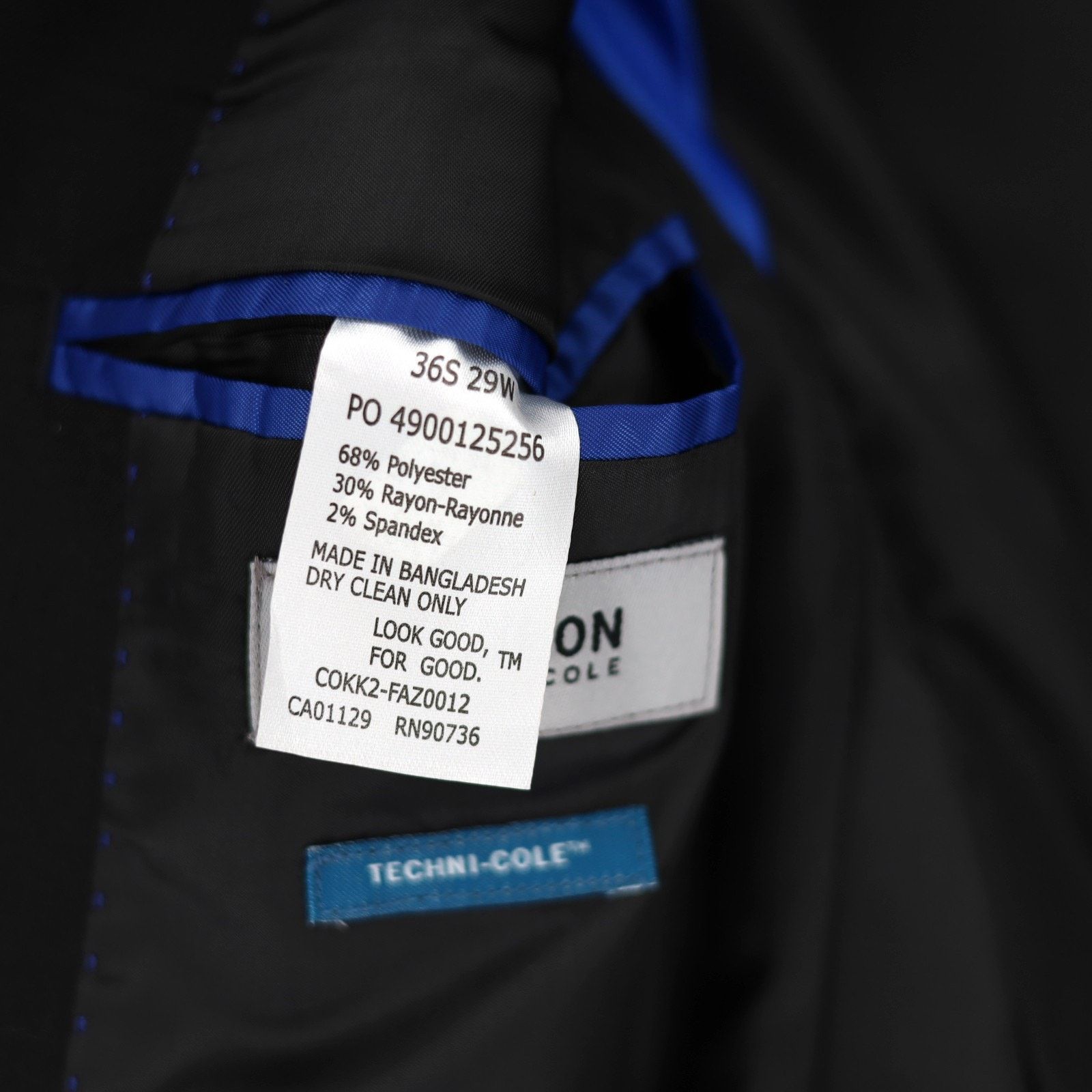 Kenneth Cole Kenneth Cole Men's Black Clooney Slim Fit Blazer Size 36S Size 36S - 6 Thumbnail